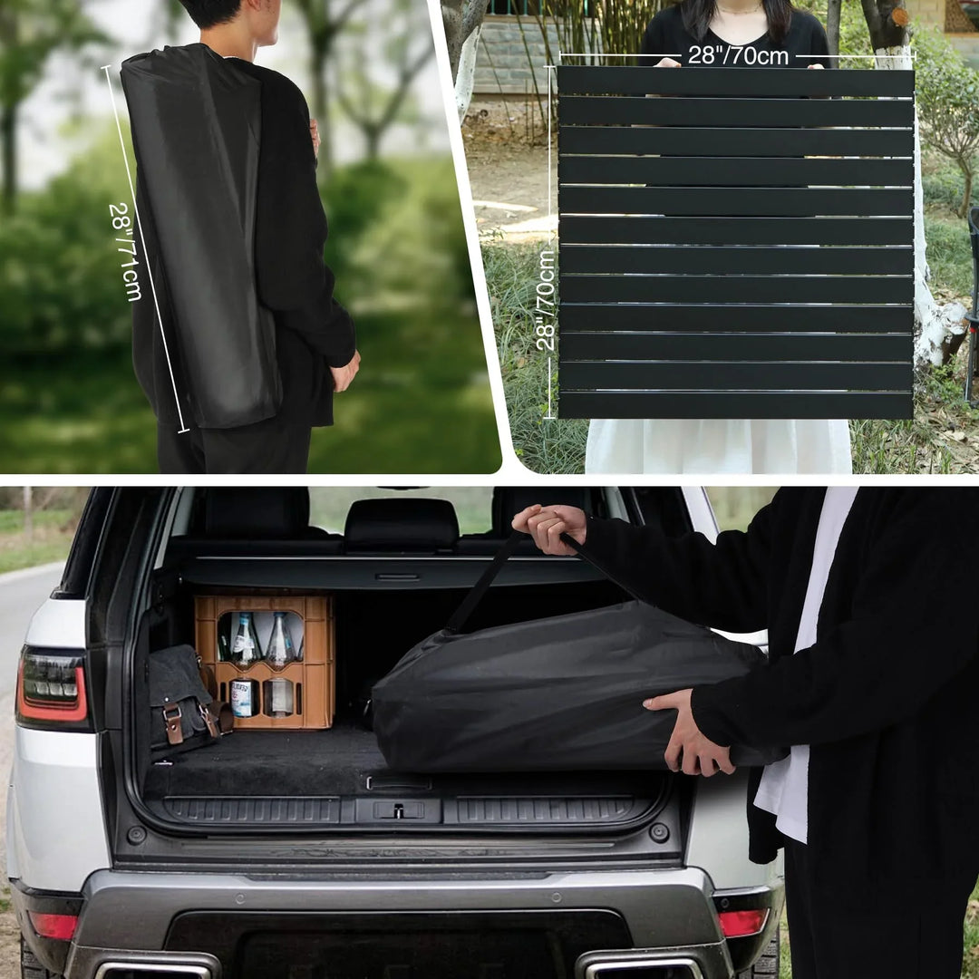 Portable Roll-Up Metal Camp Table - Black Square