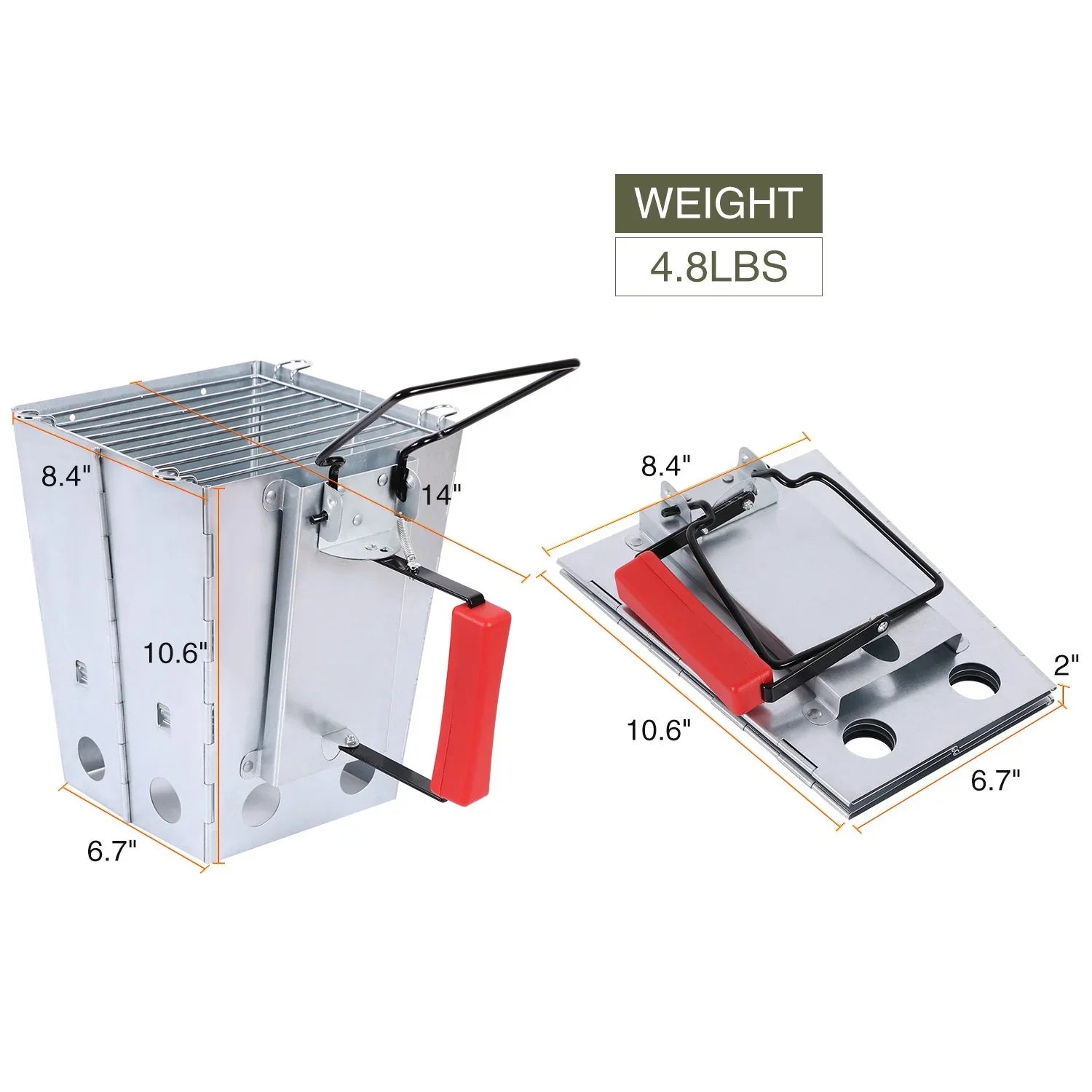 Quick Ignition Foldable Charcoal Chimney Starter with Grill, Multi-Functional BBQ Charcoal Grill Starter, Wood Stove and Rocket Stove for Outdoor Lawn, Patio & Camping