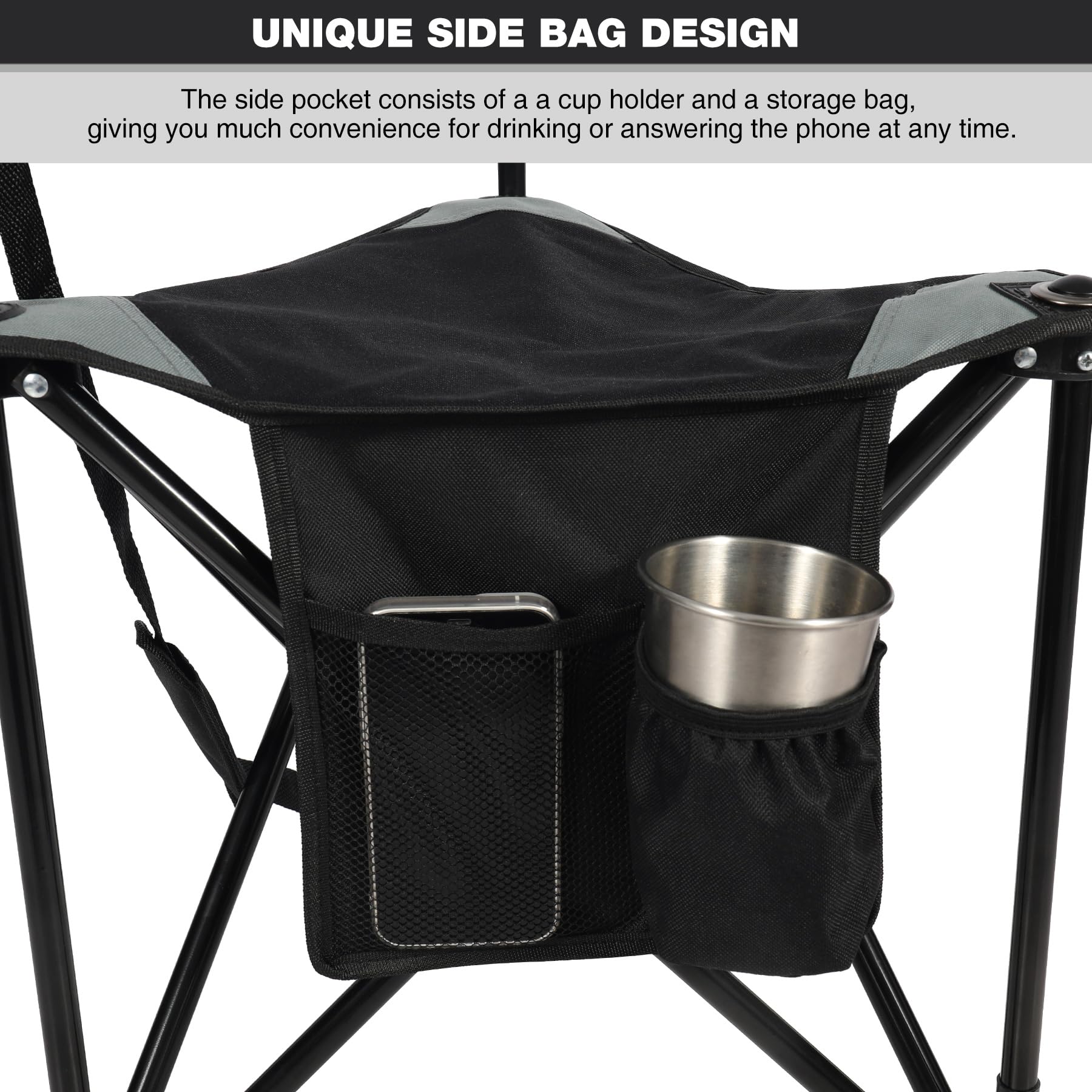 2-Pack Folding Tripod Hunting Chairs with Backrests