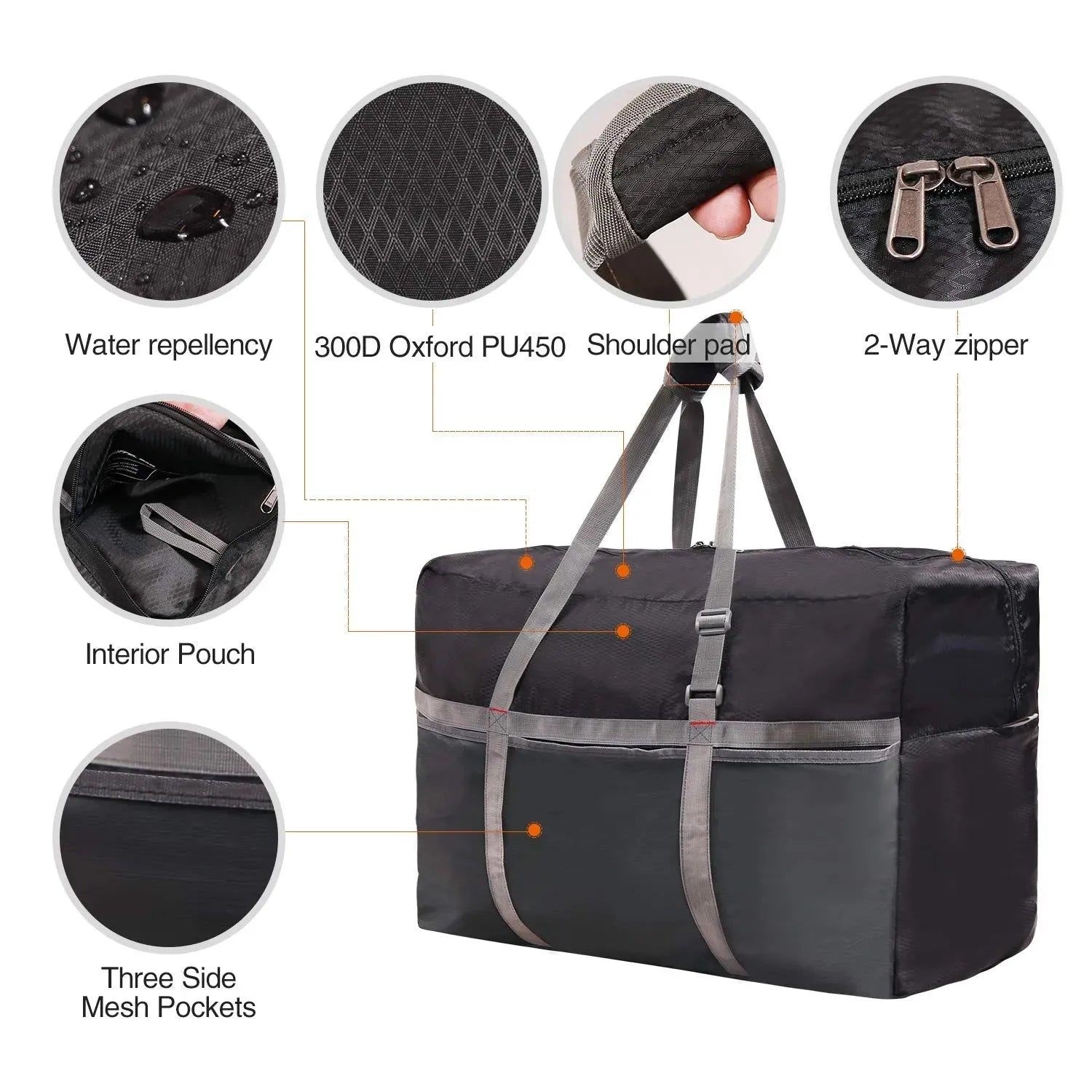 75/96L Large Foldable Travel Bag Lightweight Sports Bag - Redcamp