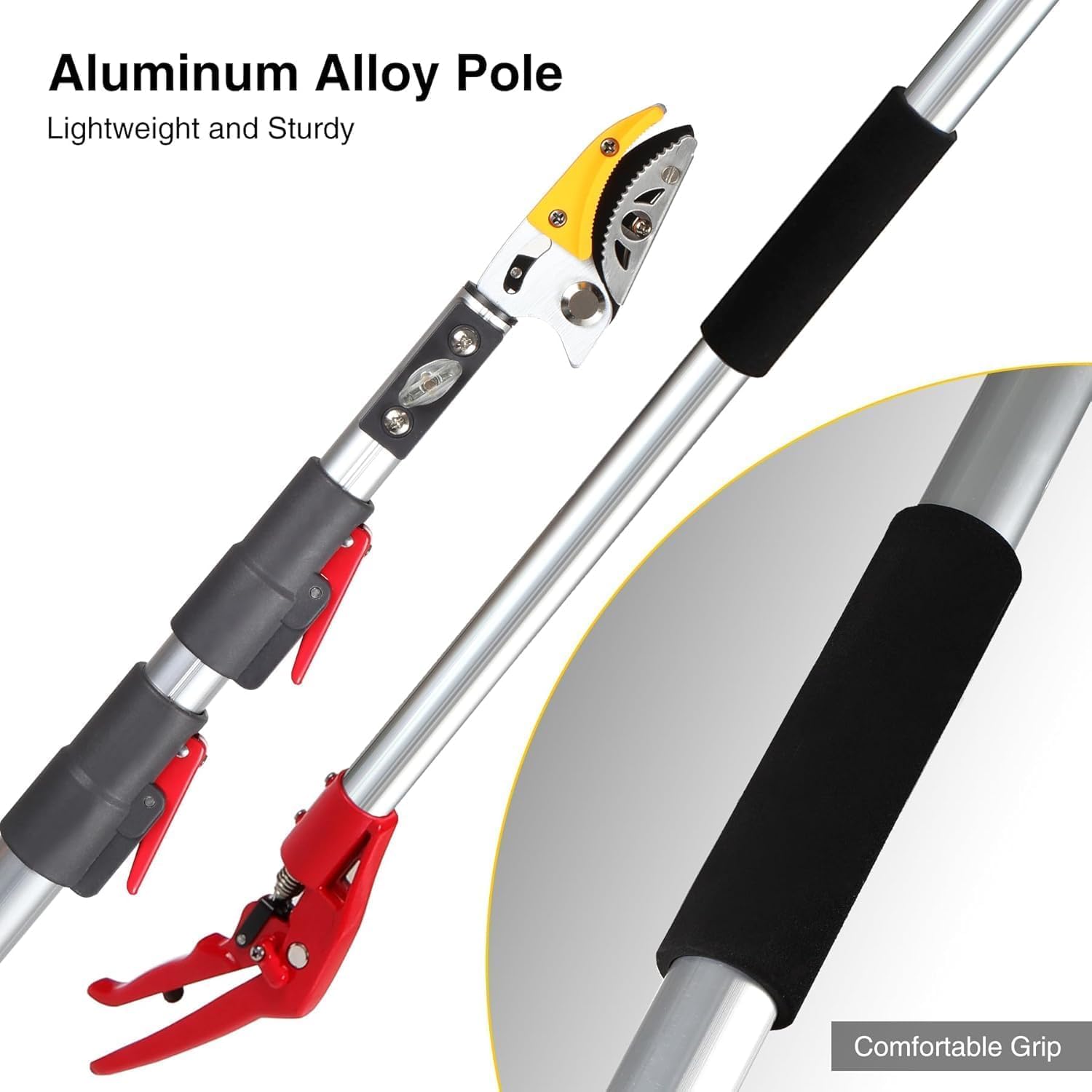 4.6-10ft Telescopic Tree Pruner with Cut & Hold Bypass Clippers