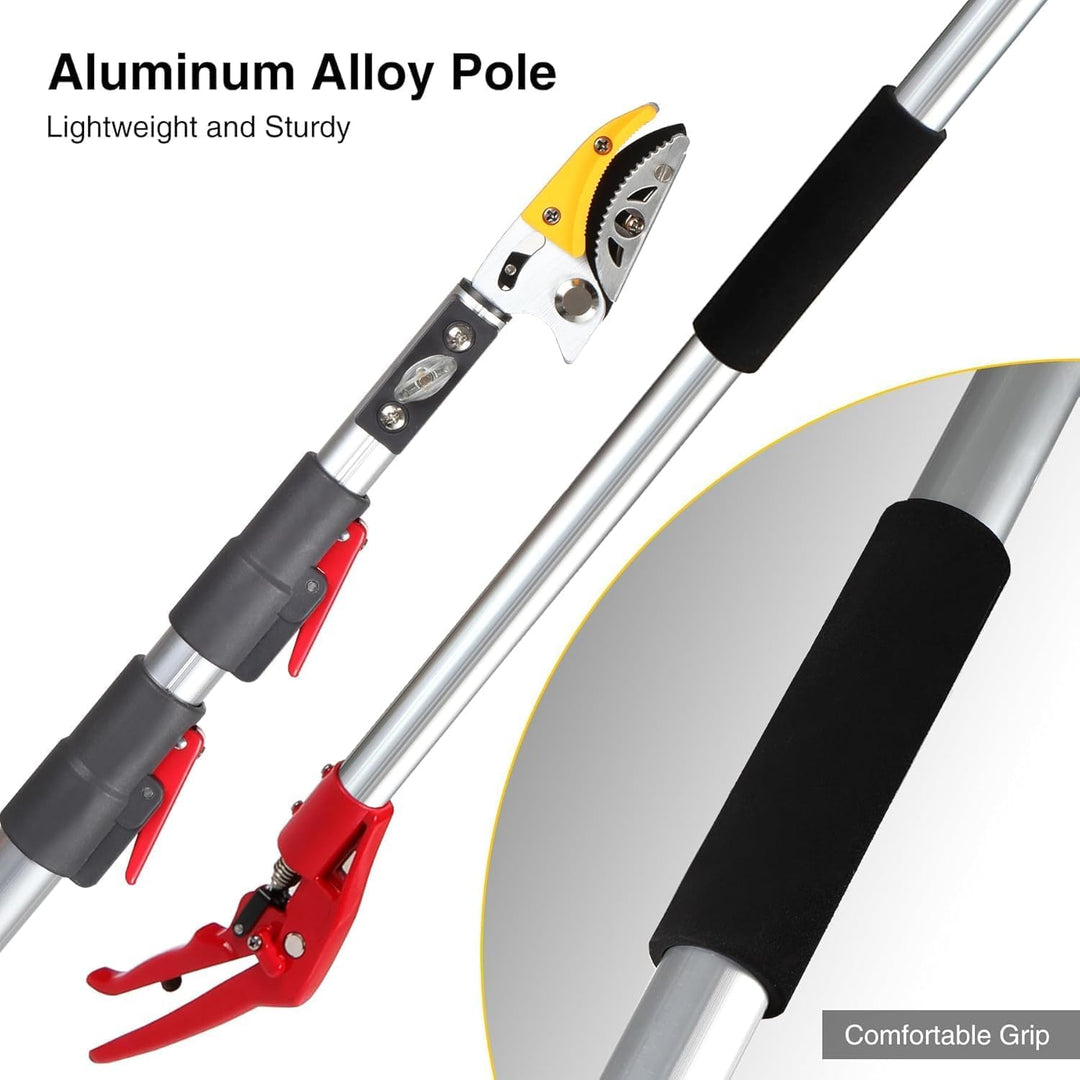 4.6-10ft Telescopic Tree Pruner with Cut & Hold Bypass Clippers