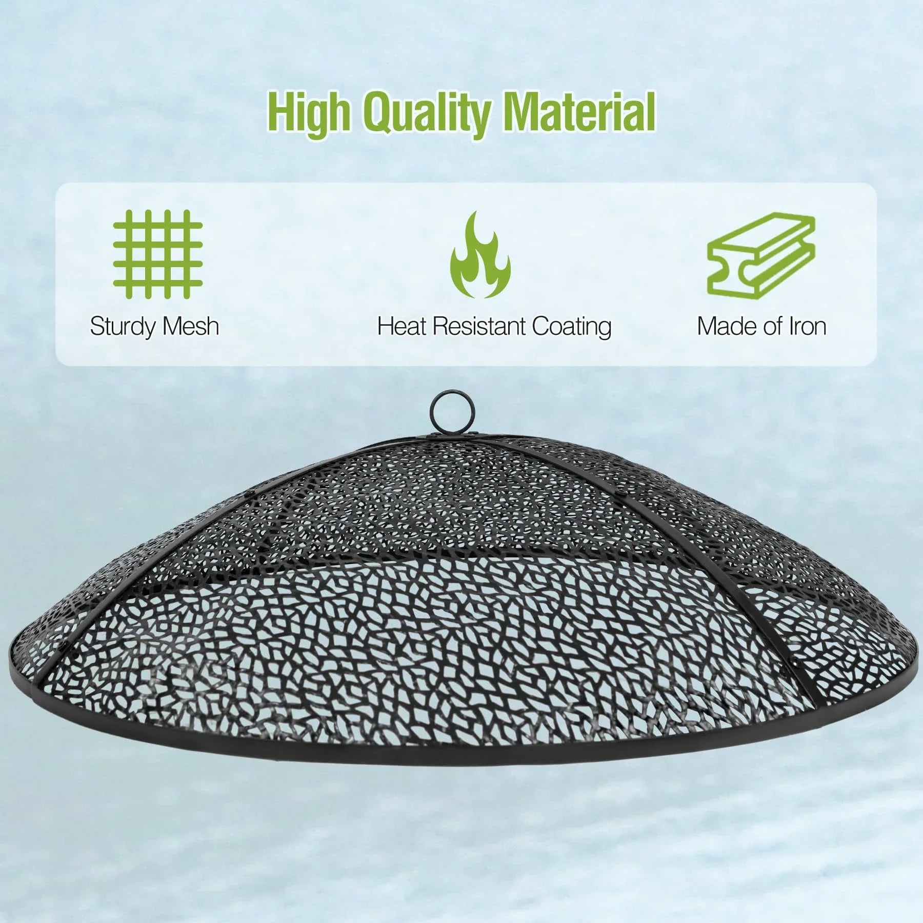 36Inch Fire Pit Spark Screen, Collapsible Fire Pit Screen Round with Handle, Heavy Duty Iron Fire Pit Cover Mesh Round Replacement Firepit Screens Easy Opening for Outdoor Patio Backyard