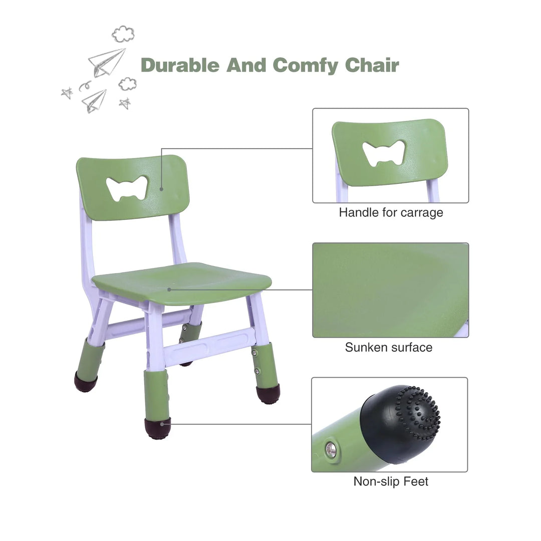 Kids Table and 2 Chairs Set, Height Adjustable 3 in 1 Multi Activity Table with 2 Chairs, Storage Bins,Graffiti,Double-Sided Tabletop,Sky Blue
