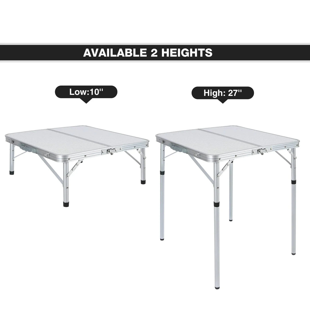 Table de camping pliante en aluminium avec pieds réglables en hauteur, 2/3/4 pieds 