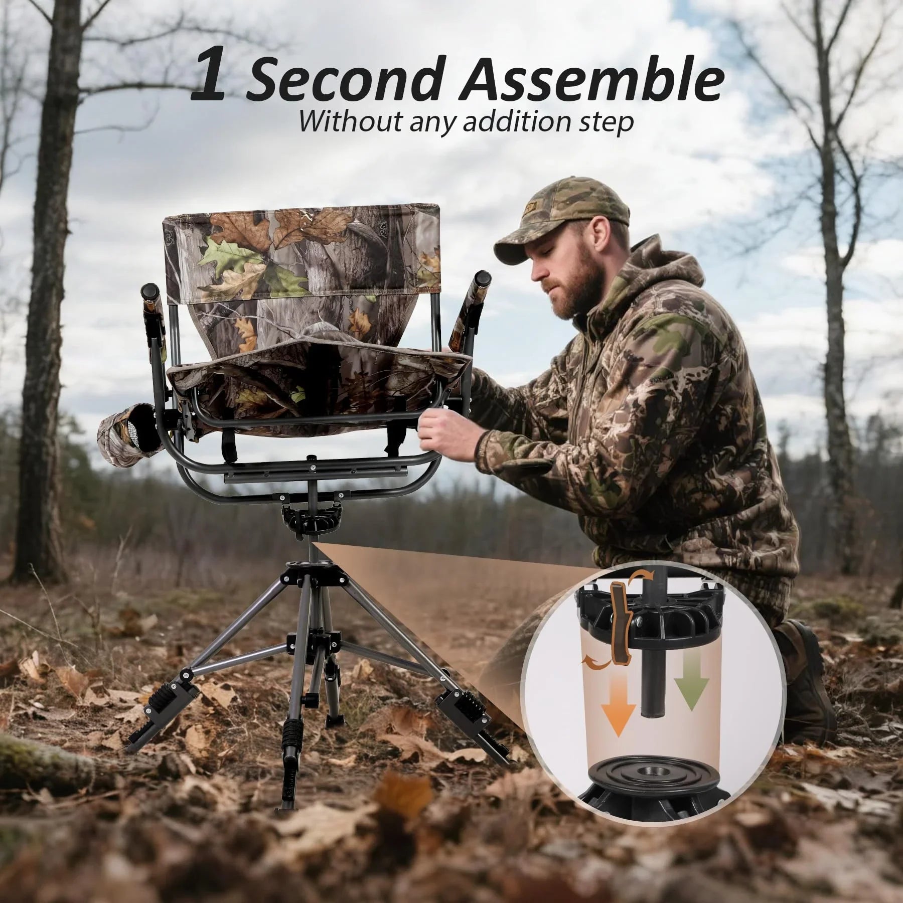 360° Swivel Hunting Chair with Adjustable Feet