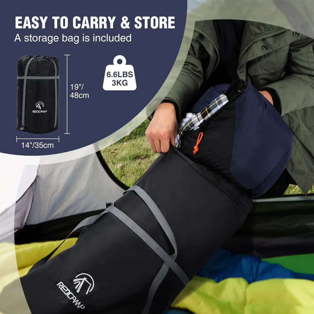 Extra-Wide Cotton Flannel Sleeping Bag for Adult Camping