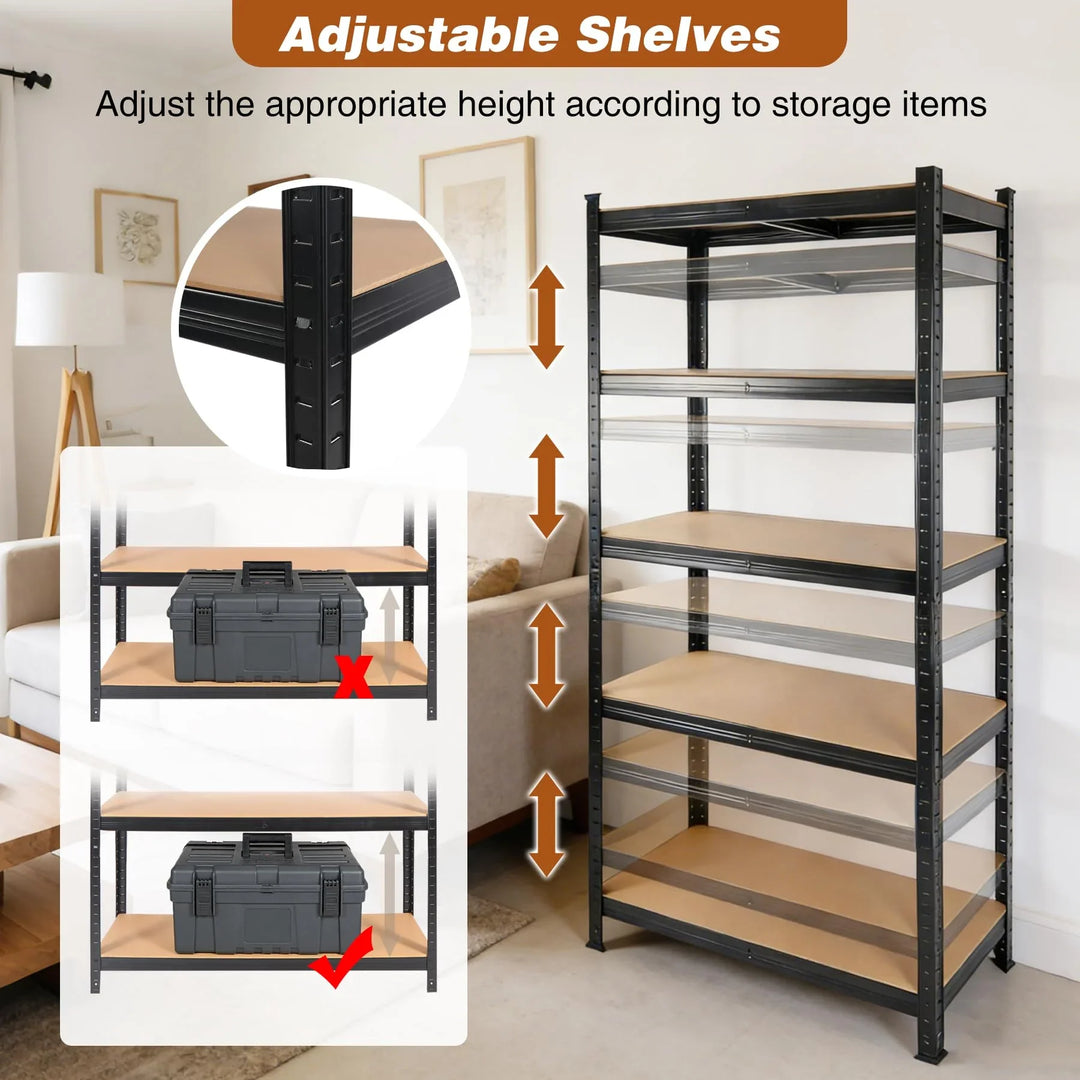 48" W Garage Shelving Units and Storage, 5 Tier Metal Heavy Duty Storage Shelves Rack Adjustable Heights for Garage Basement,Warehouse,Pantry Closet,Kitchen,Industrial, 1 Pack