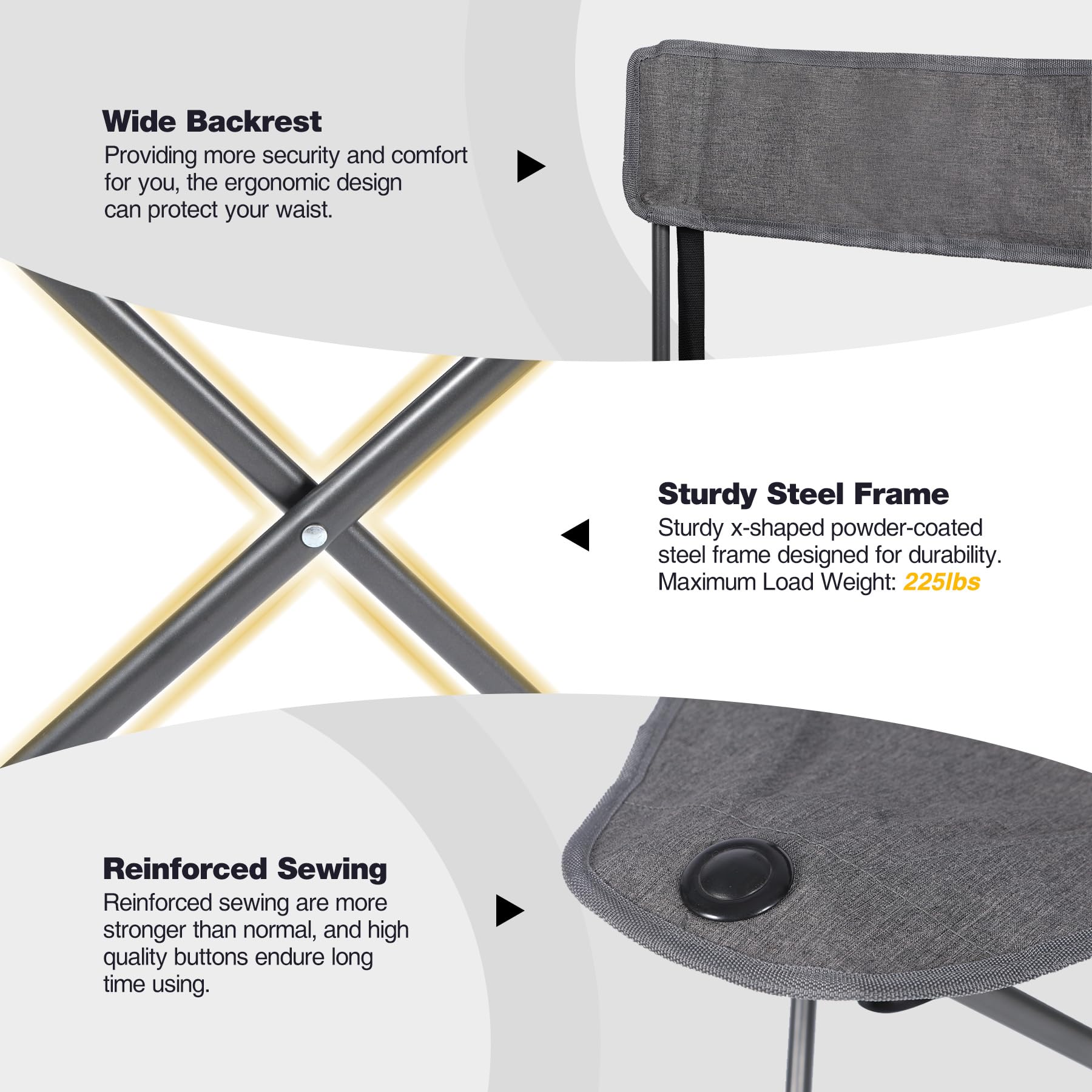 2-Pack Folding Tripod Hunting Chairs with Backrests