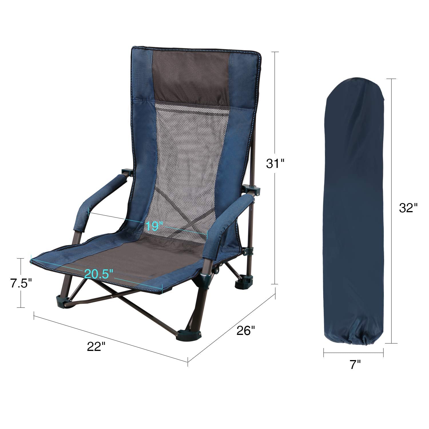 High Back Low Profile Beach Chair