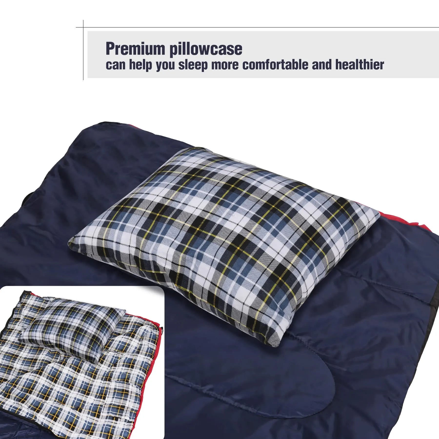 Small Camping Pillow Lightweight and Compressible, Flannel Travel Pillow with Removable Pillow Cover