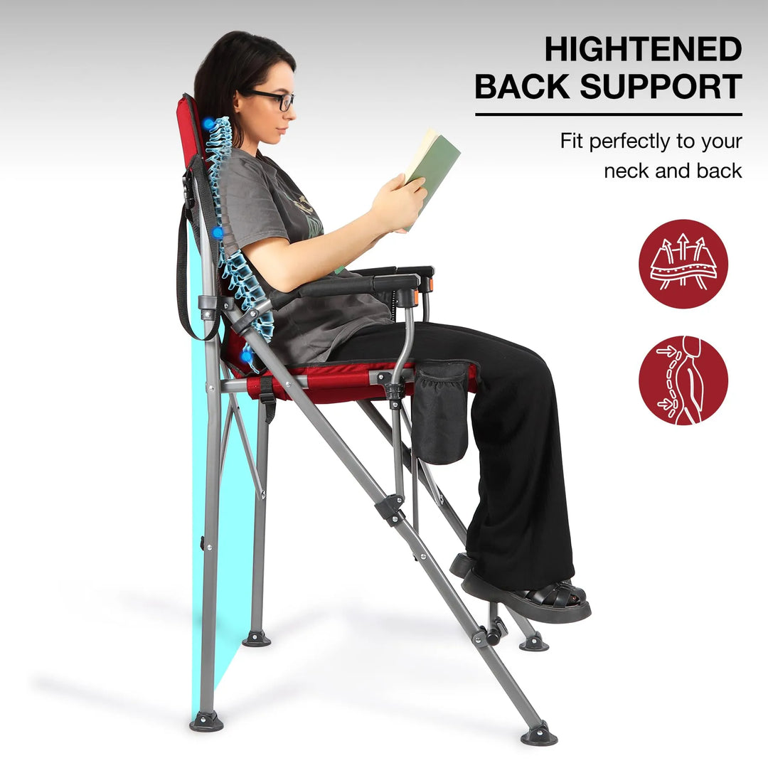 Chaise pliante extra haute, chaises de réalisateur pliables à hauteur de bar pour adultes avec dossier haut et accoudoirs rigides, supportant 330 lb