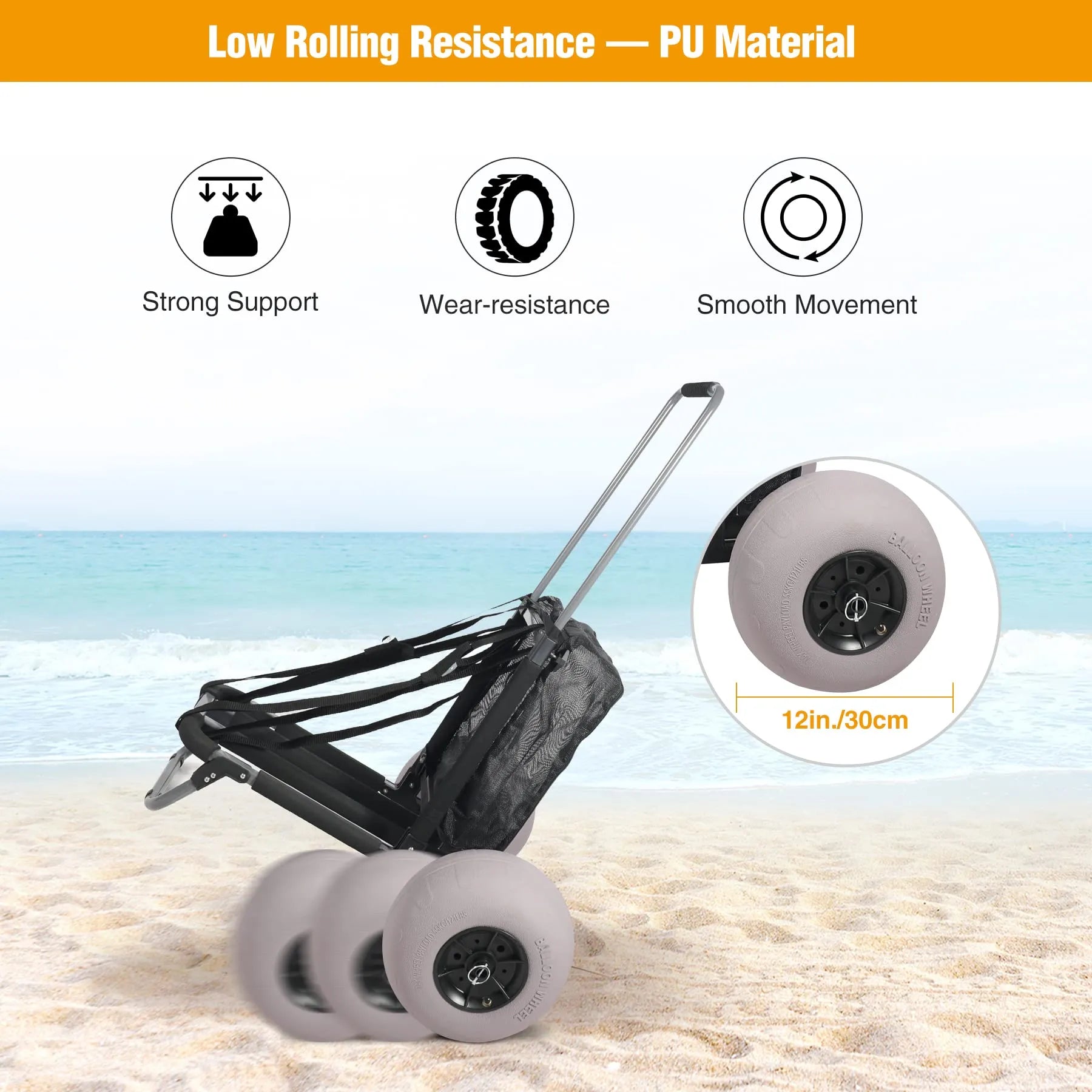 Balloon Wheel Beach Cart for Sand - Redcamp