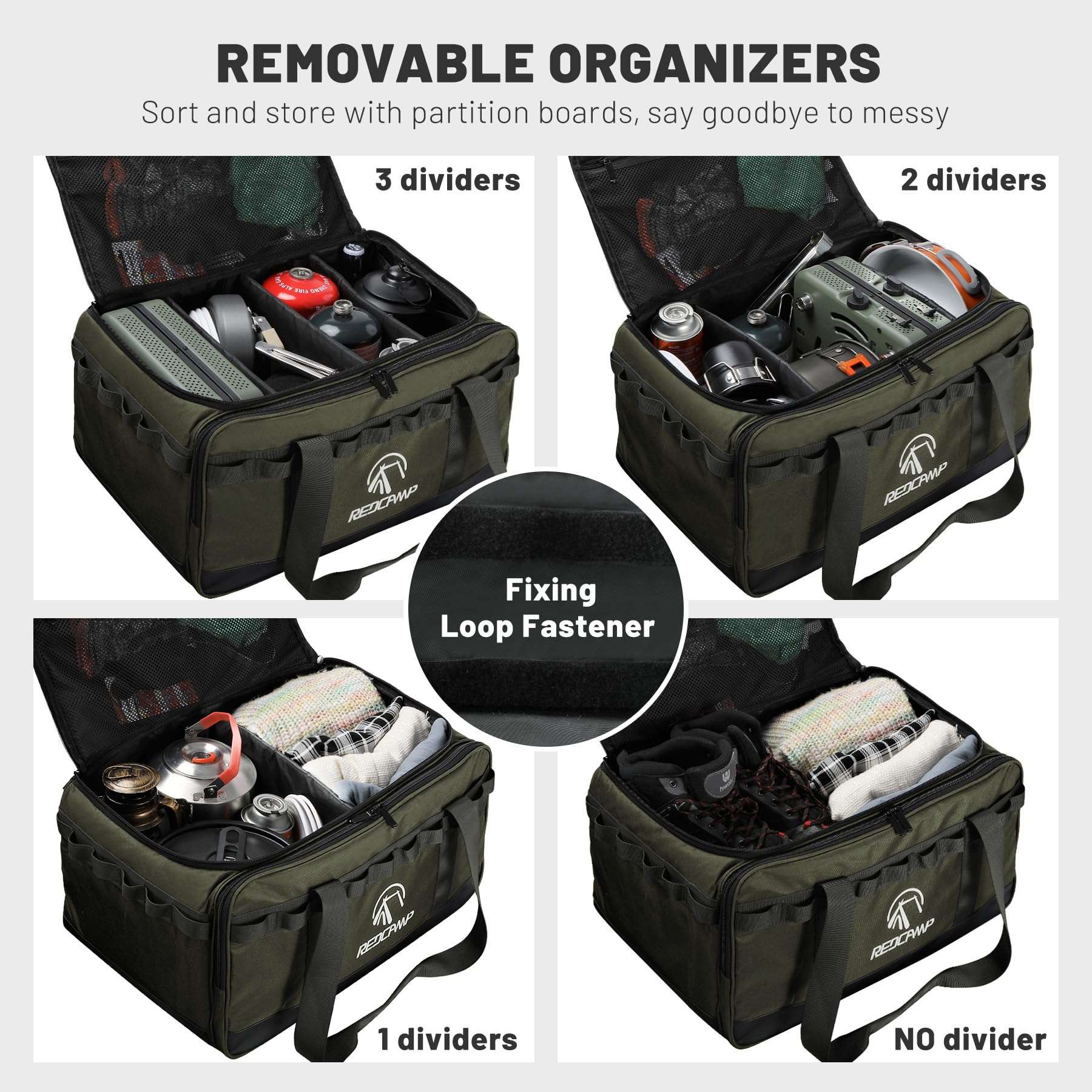 35L Camping Tote Organizer with adjustable dividers