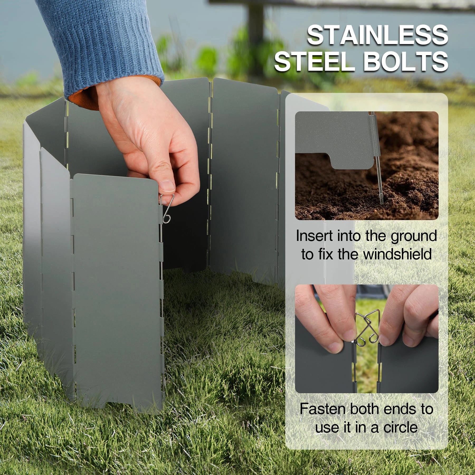 Pare-vent pliable pour poêle d'extérieur, 9/10/12 plaques 