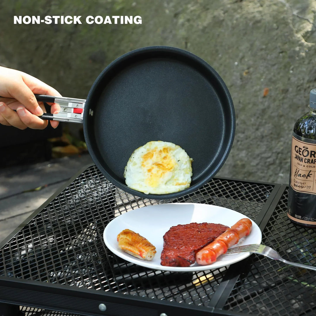 Camping Cookware Mess Kit with Folding Handle
