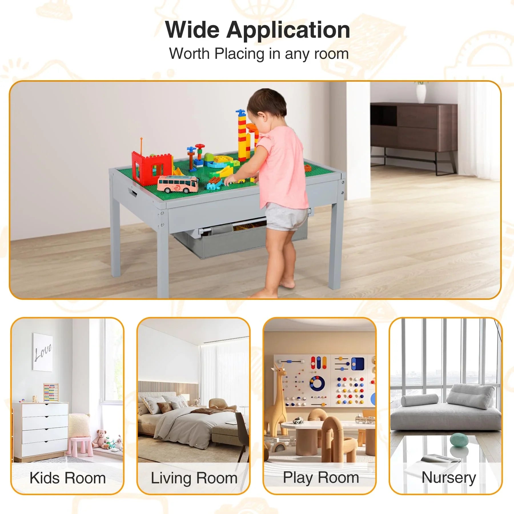 Table d'activités 2 en 1 pour enfants avec tiroirs de rangement