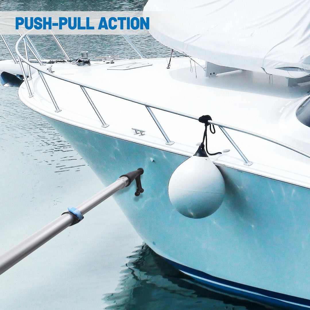8ft/12ft Aluminum Extendable Telescopic Boat Hook For Docking, Black/Silver