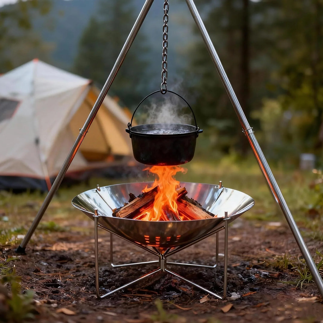 Portable Collapsible Fire Pit - 20 inch Foldable Wood Burning Fire Pit with Storage Bag for Outside Backyard Patio Outdoor Camping Backpacking Beach