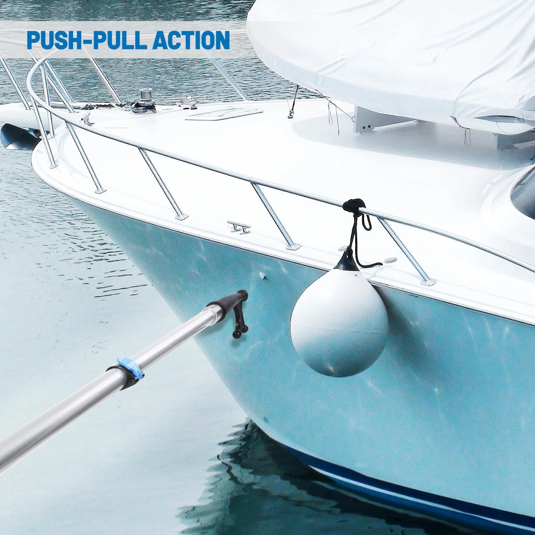 8ft/12ft Aluminum Extendable Telescopic Boat Hook For Docking, Black/Silver