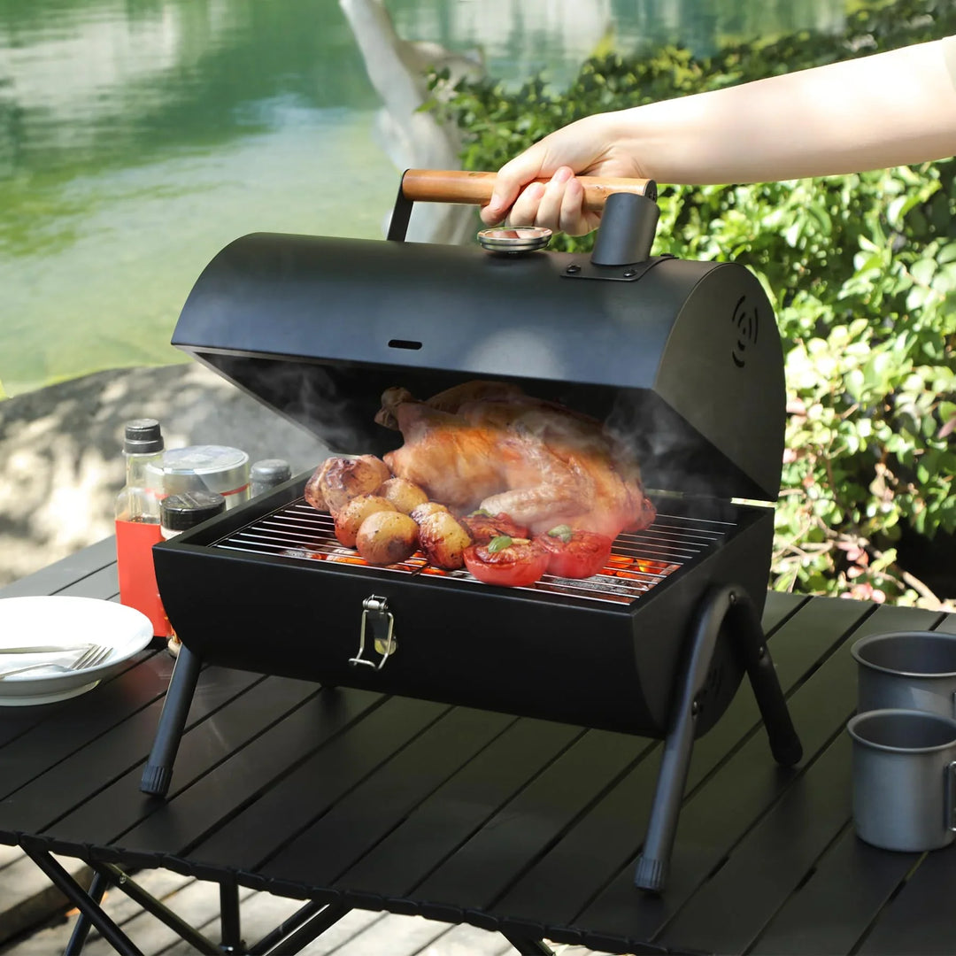 Portable Charcoal Grill with Thermometer