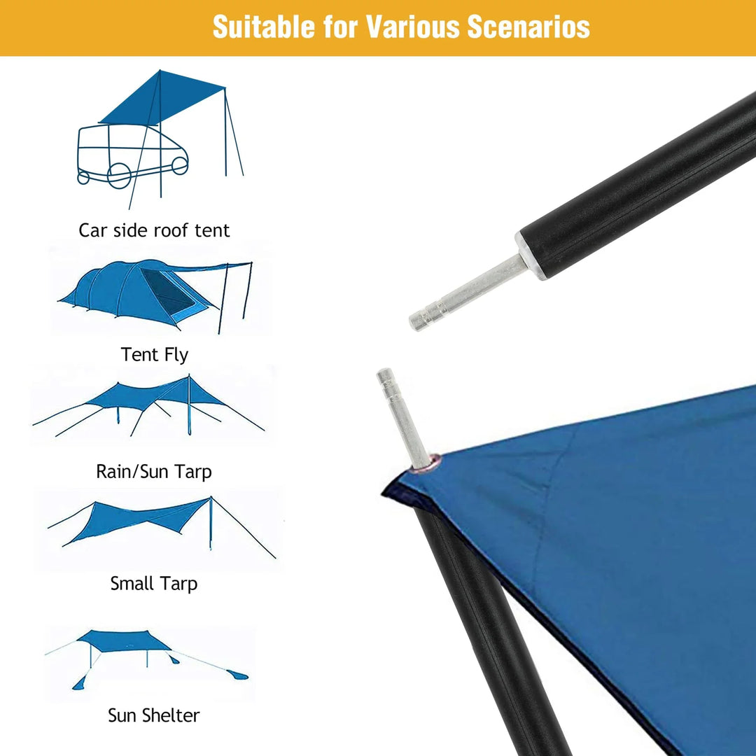 Aluminum Adjustable Heavy Duty Camping Tarp Poles, 36in to 95in Telescoping Aluminum Portable Awning Poles for Camping, Backpacking, Hiking (Black, Set of 2)