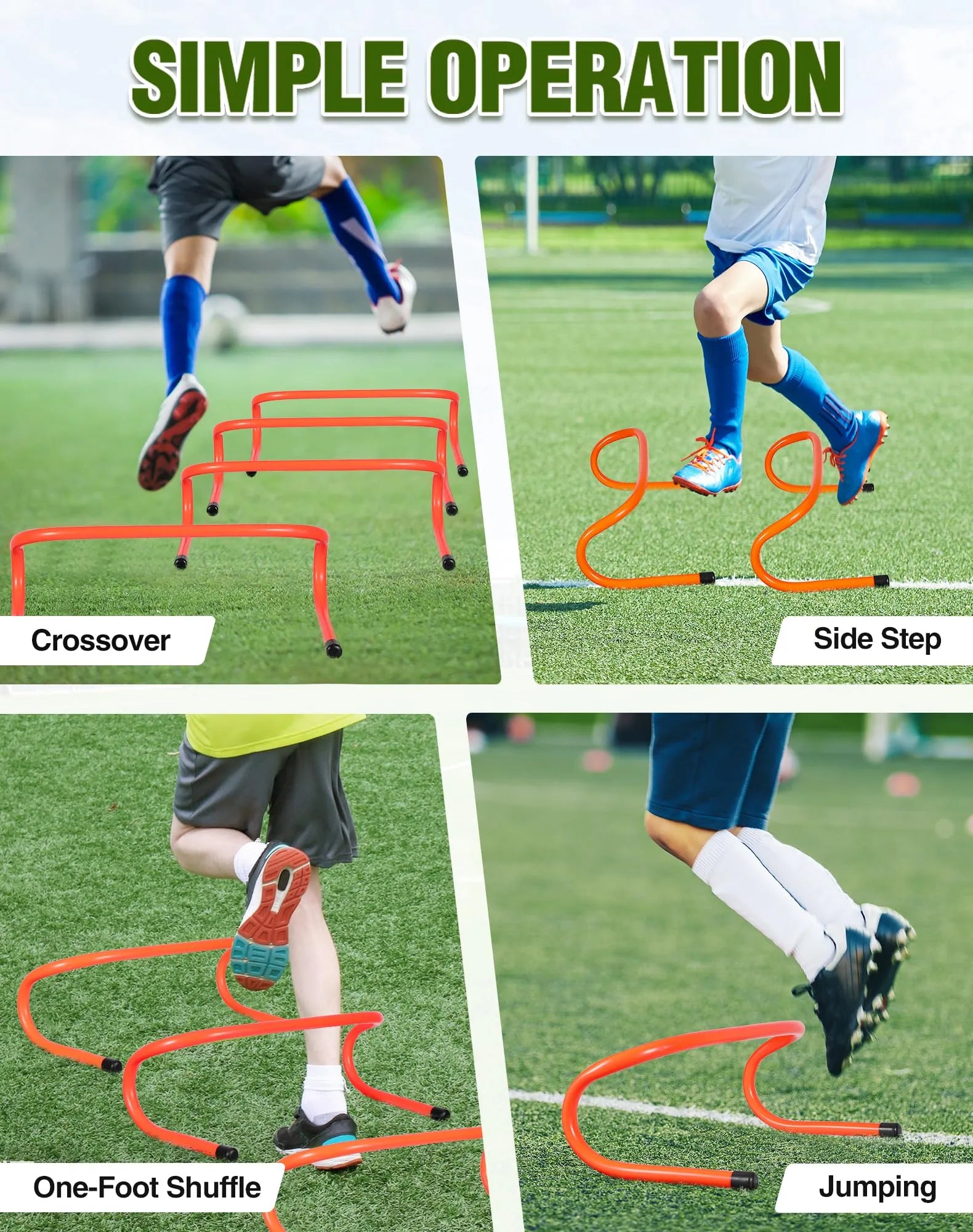 Adjustable Agility Hurdles,4 Height Speed Training Hurdles, Portable Speed Training Equipment with Carry Bag for for Athletes,Kids,Soccer,Basketball
