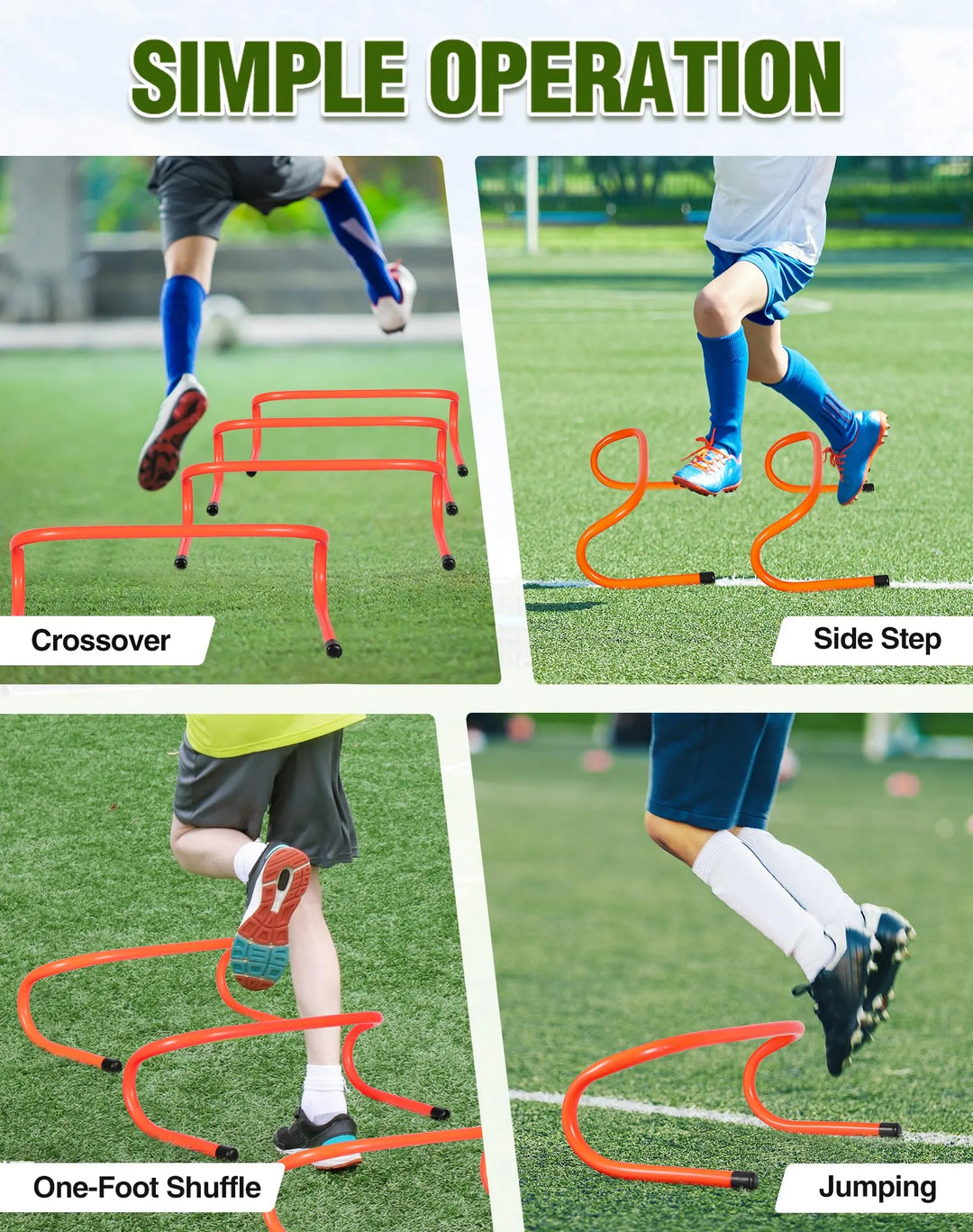 Adjustable Agility Hurdles,4 Height Speed Training Hurdles, Portable Speed Training Equipment with Carry Bag for for Athletes,Kids,Soccer,Basketball