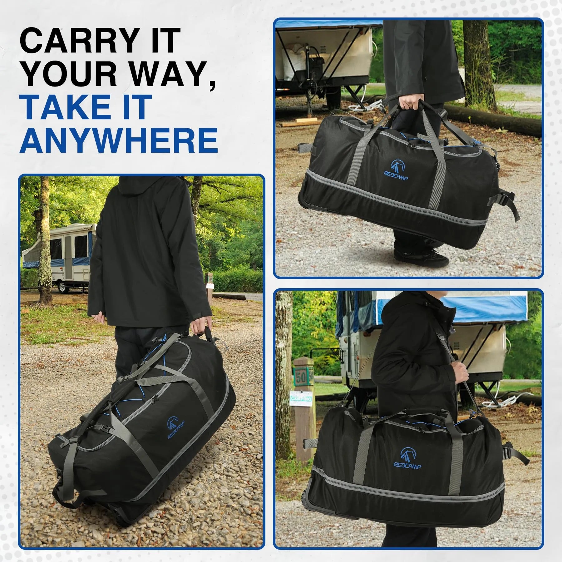 Sac de voyage pliable à roulettes 85/120 L 
