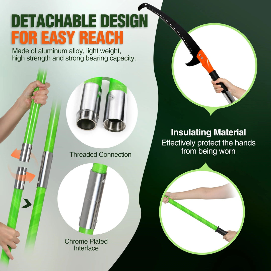 4.6-10ft Telescopic Tree Pruner with Cut & Hold Bypass Clippers