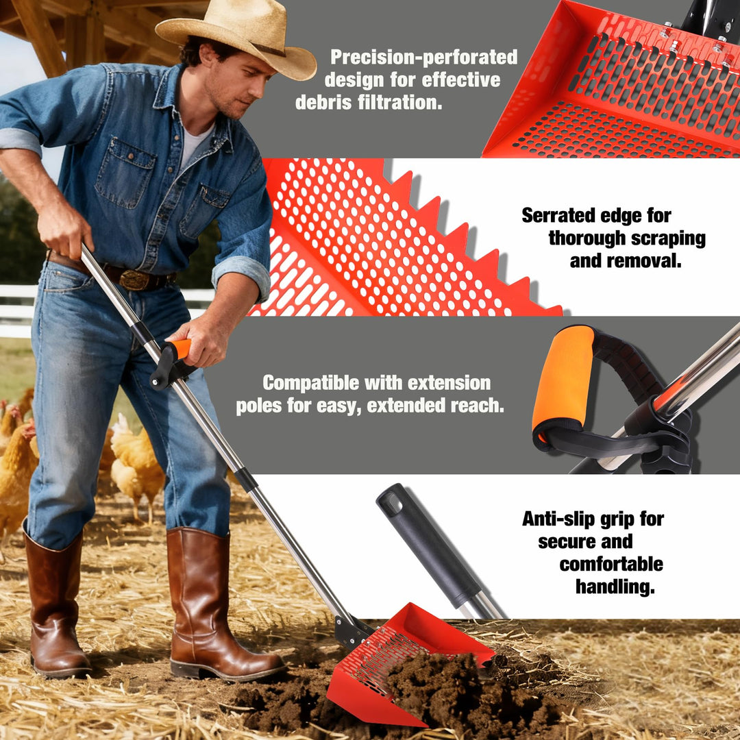 2-in-1 Adjustable Chicken Poop Scooper and Rake