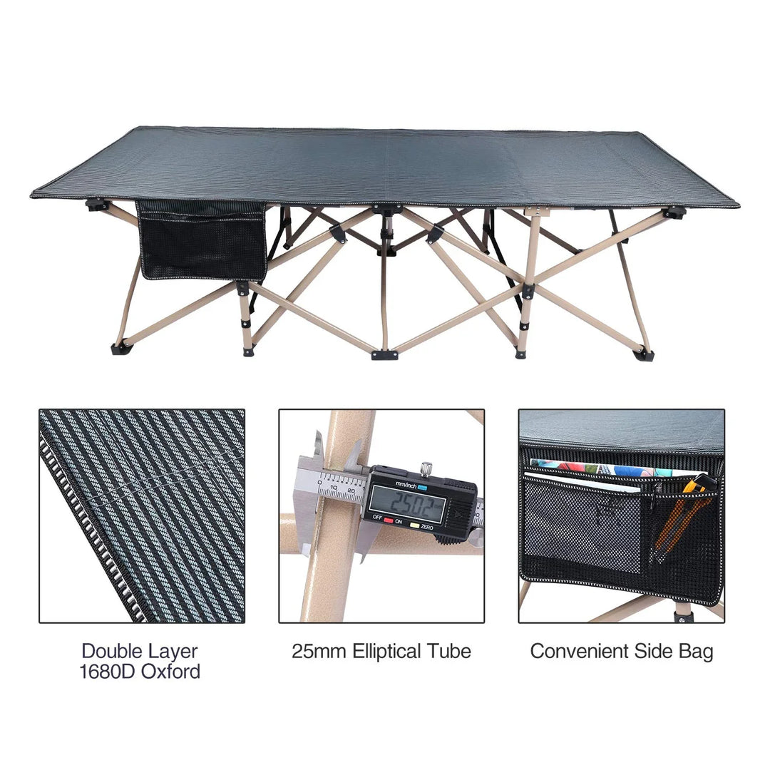 Lit de camp pliant extra large pour adultes, gris, bleu, vert 