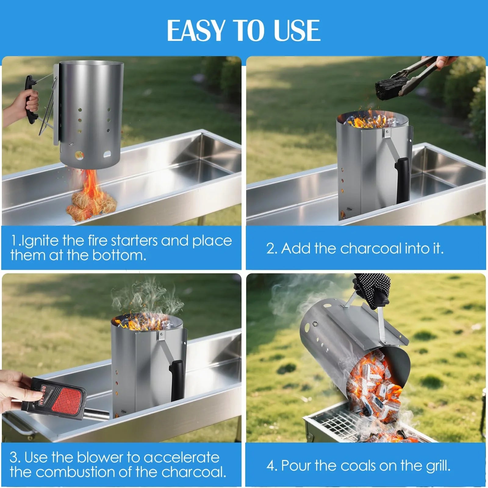 12"H Rapid Charcoal Chimney Starter Set