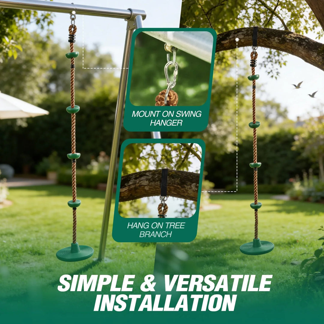 Climbing Rope Swings for Trees, Heavy Duty Plastic Disc Swing Seat for Kids and Adults with Hanging Strap and Snap Hooks