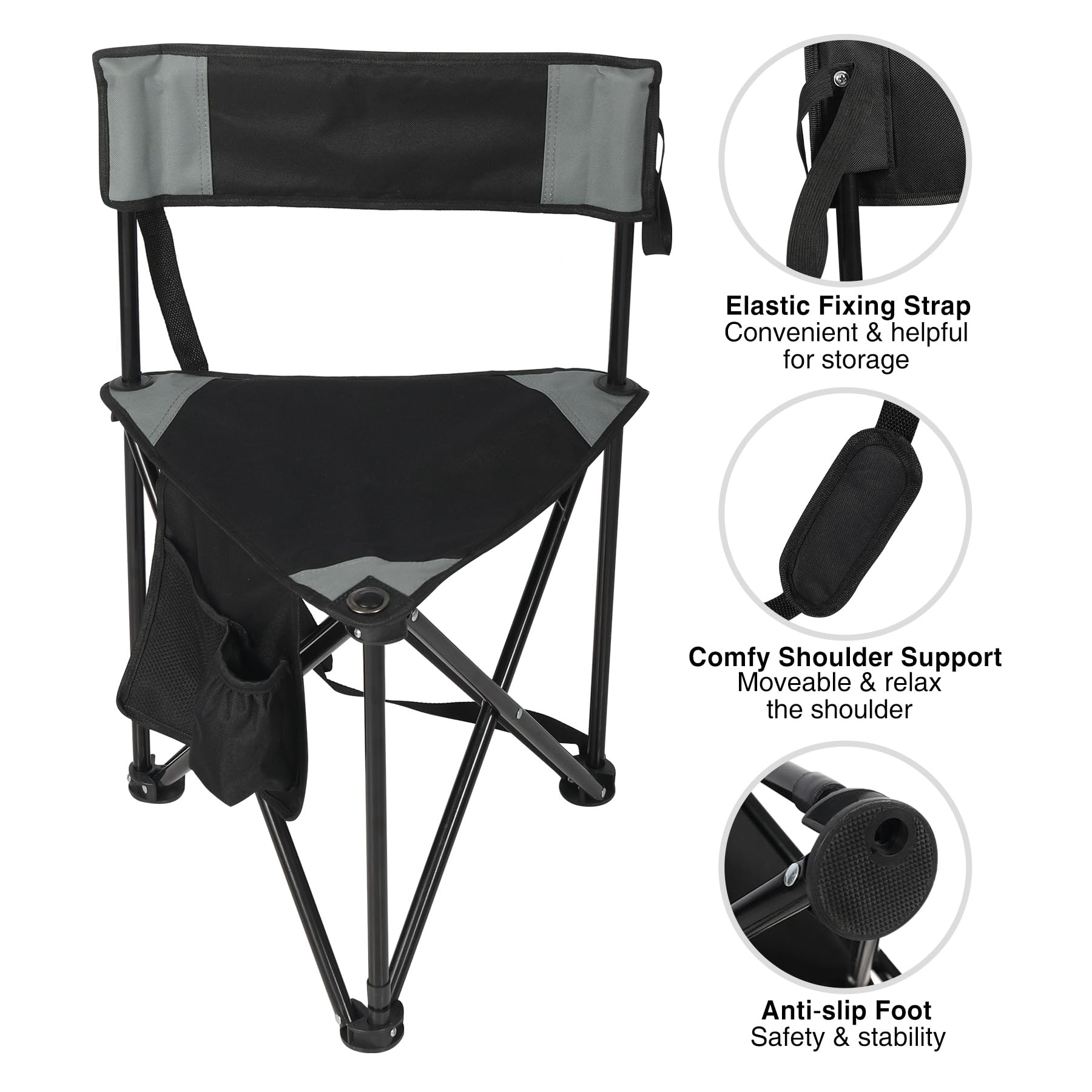 2-Pack Folding Tripod Hunting Chairs with Backrests