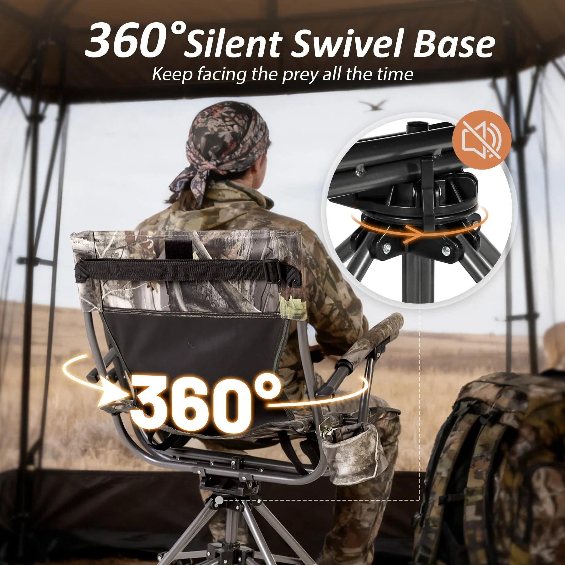 360° Swivel Hunting Chair with Adjustable Feet