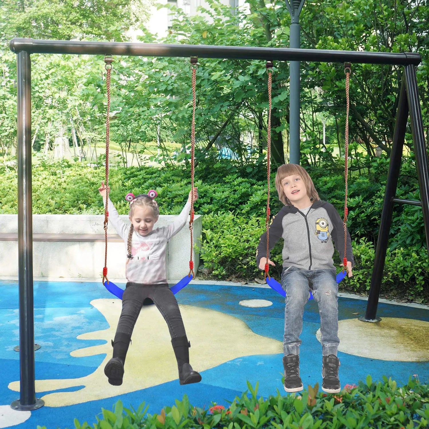 2 Pack Swing Seat for Kids and Adults, Heavy Duty Replacement Swing with Adjustable Ropes, Blue