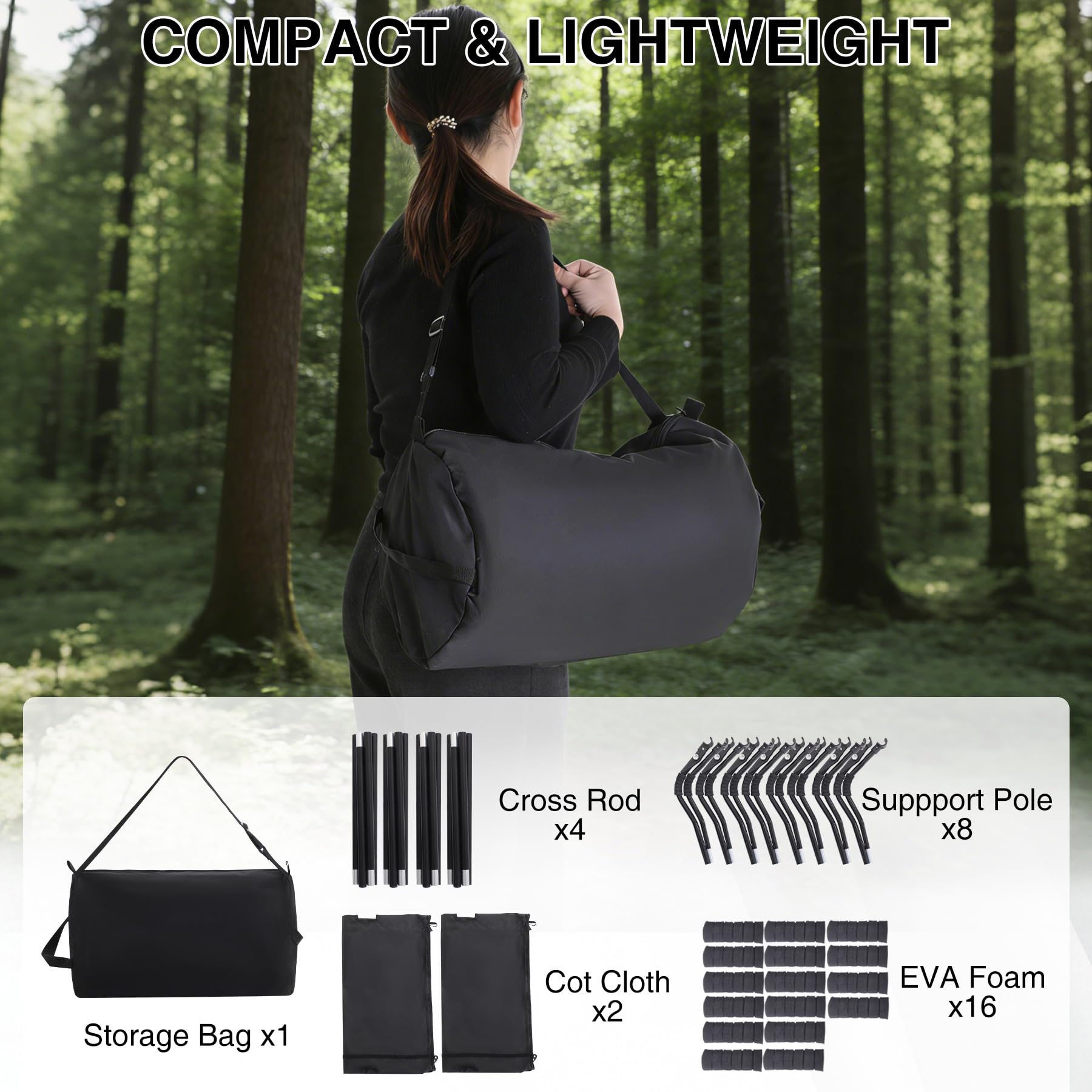 REDCAMP 2 Person Double Camping Cot for Adults, 55" Wide