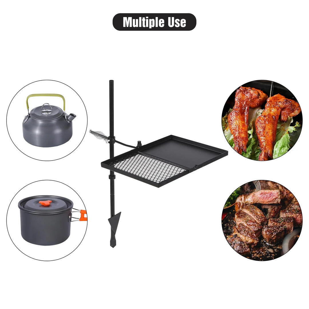 Folding Swivel Campfire Grill for Open Flame Cooking