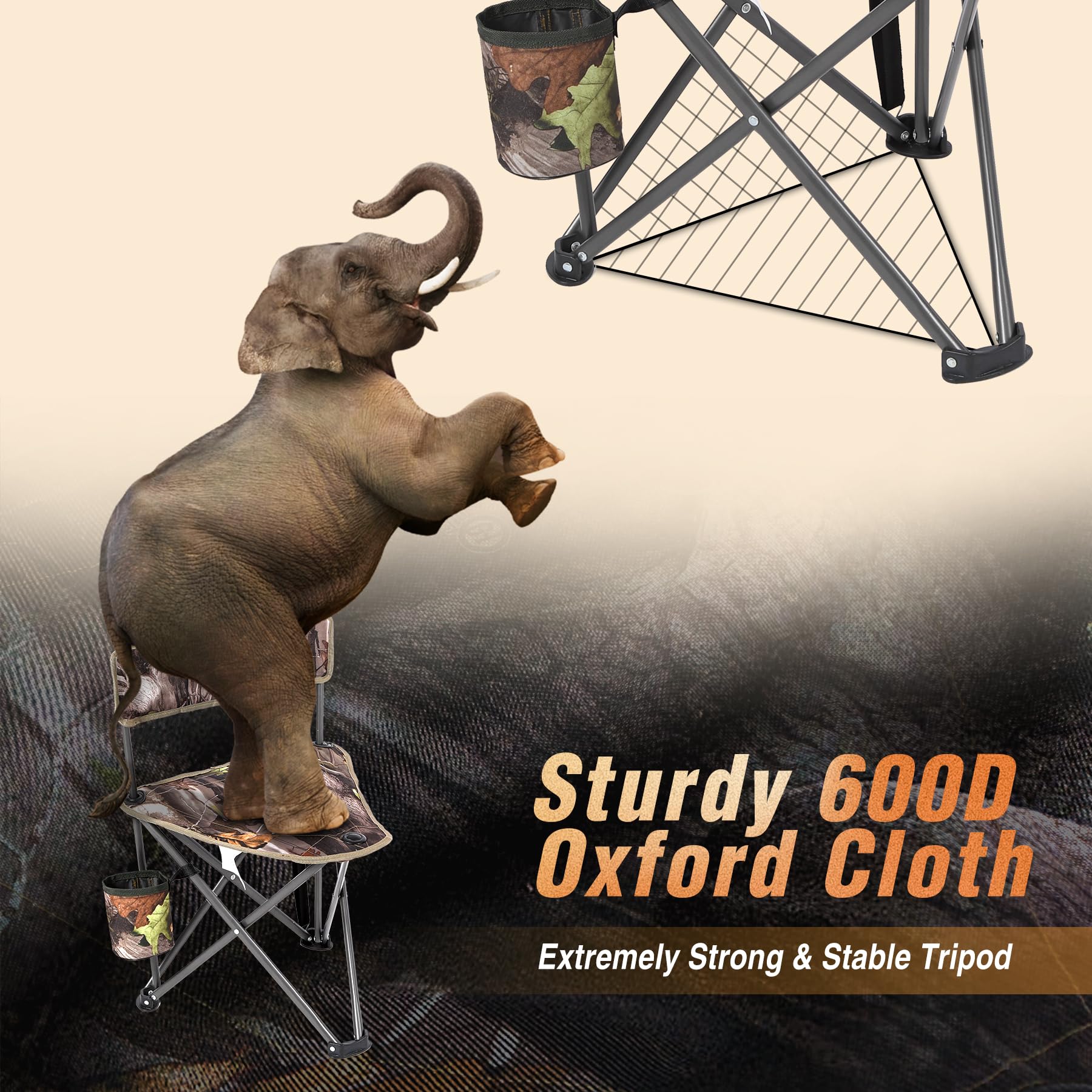 2-Pack Folding Tripod Hunting Chairs with Backrests