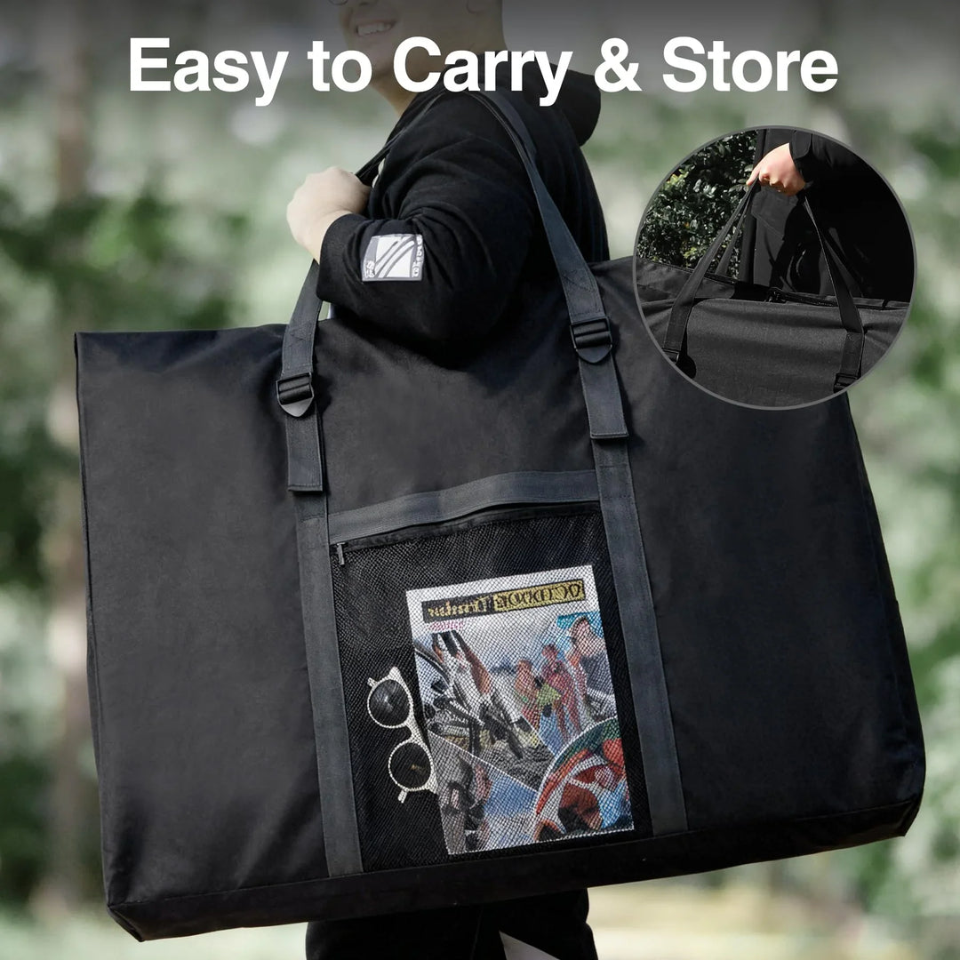 Folding Table Storage Bag, WaterProof Carry Bag with Handles for Folding Picnic Camping Card Table, Black 36" D x 5" W x 30" H