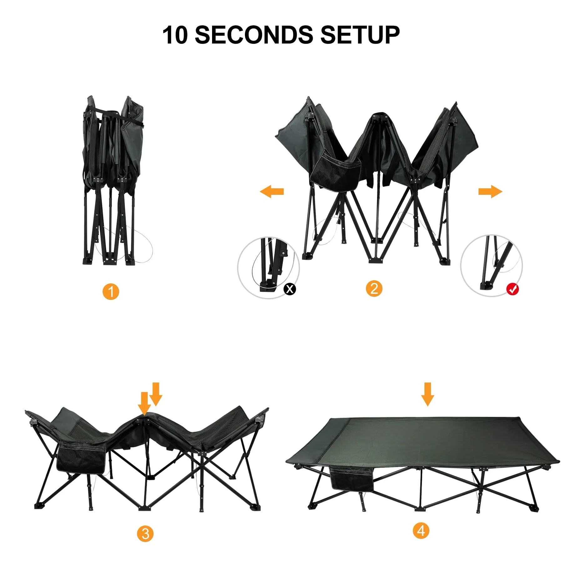 39.4" Extra Wide Heavy Duty Steel Camping Cot