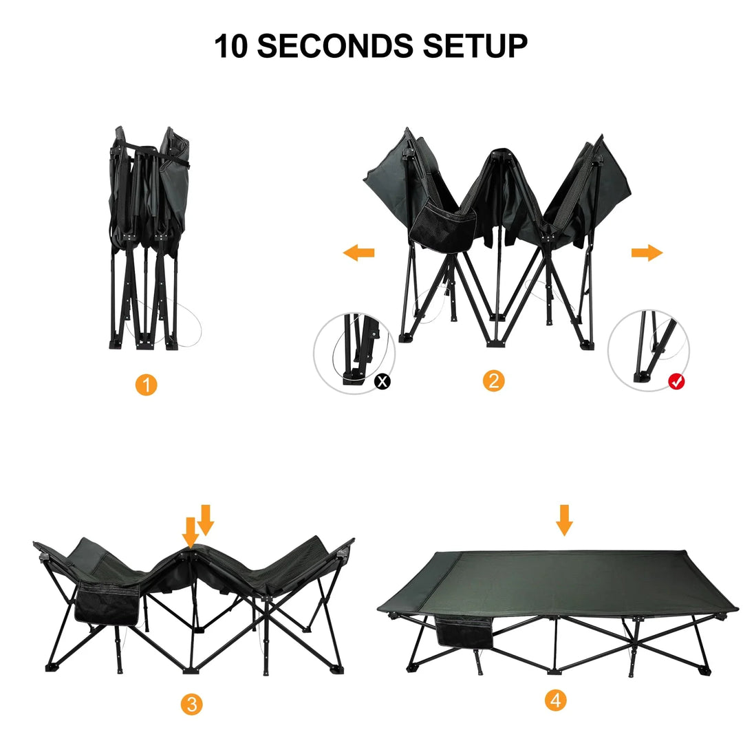 39.4" Extra Wide Heavy Duty Steel Camping Cot