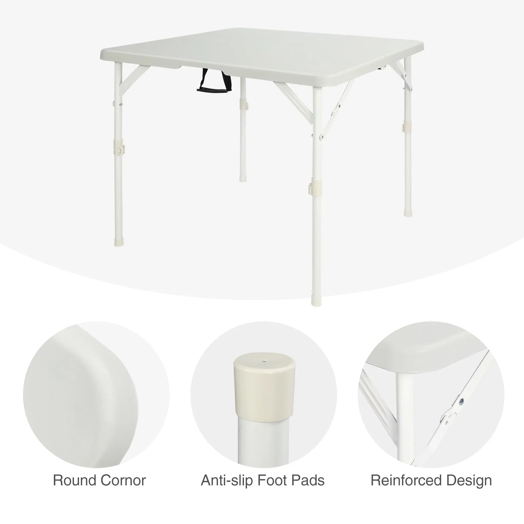 Table à cartes carrée légère et portable avec pieds pliables 