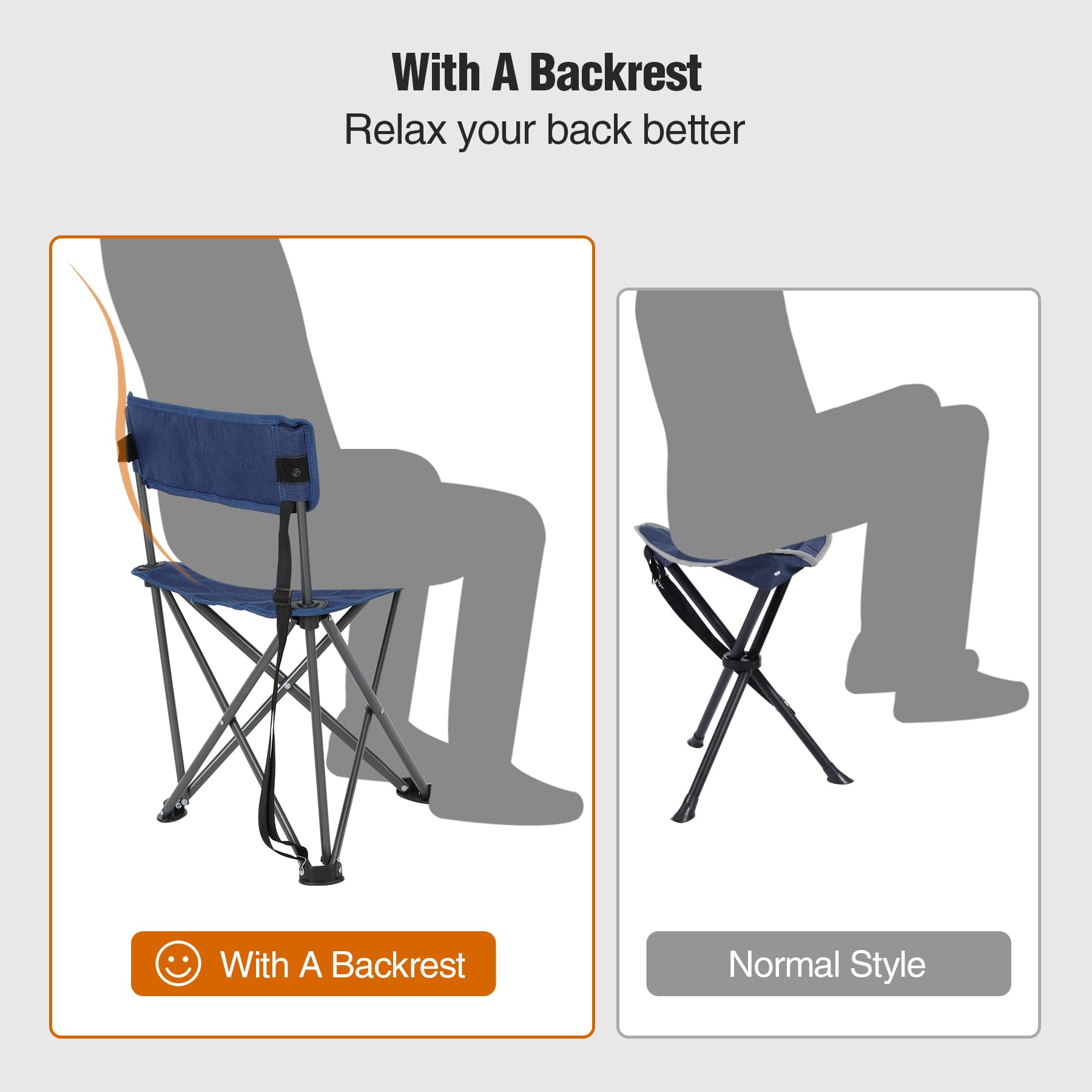 2-Pack Folding Tripod Hunting Chairs with Backrests