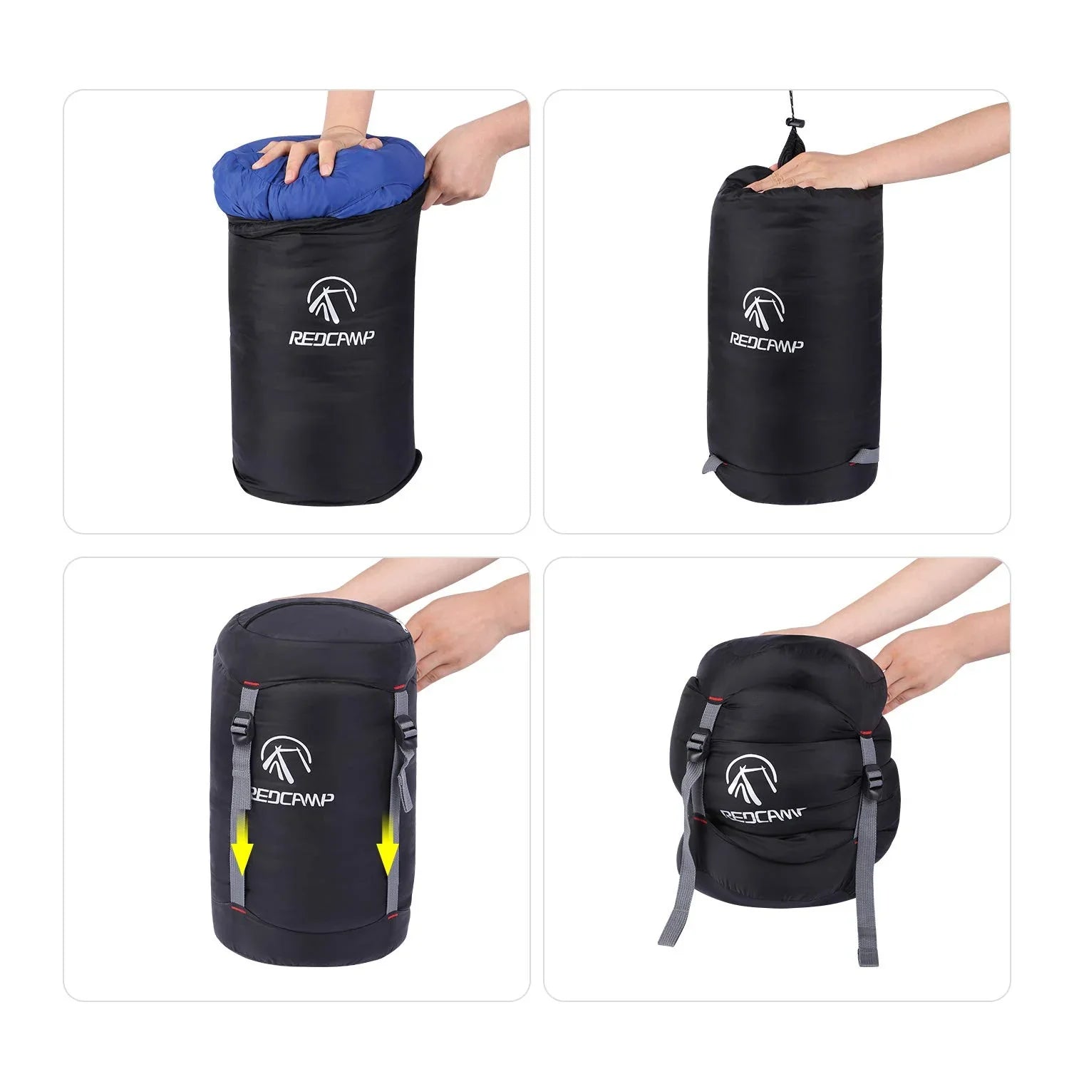 Nylon Compression Stuff Sack, 10L/17L/27L/40L Lightweight Sleeping Bag Compression Sack Great for Backpacking, Hiking and Camping,Black