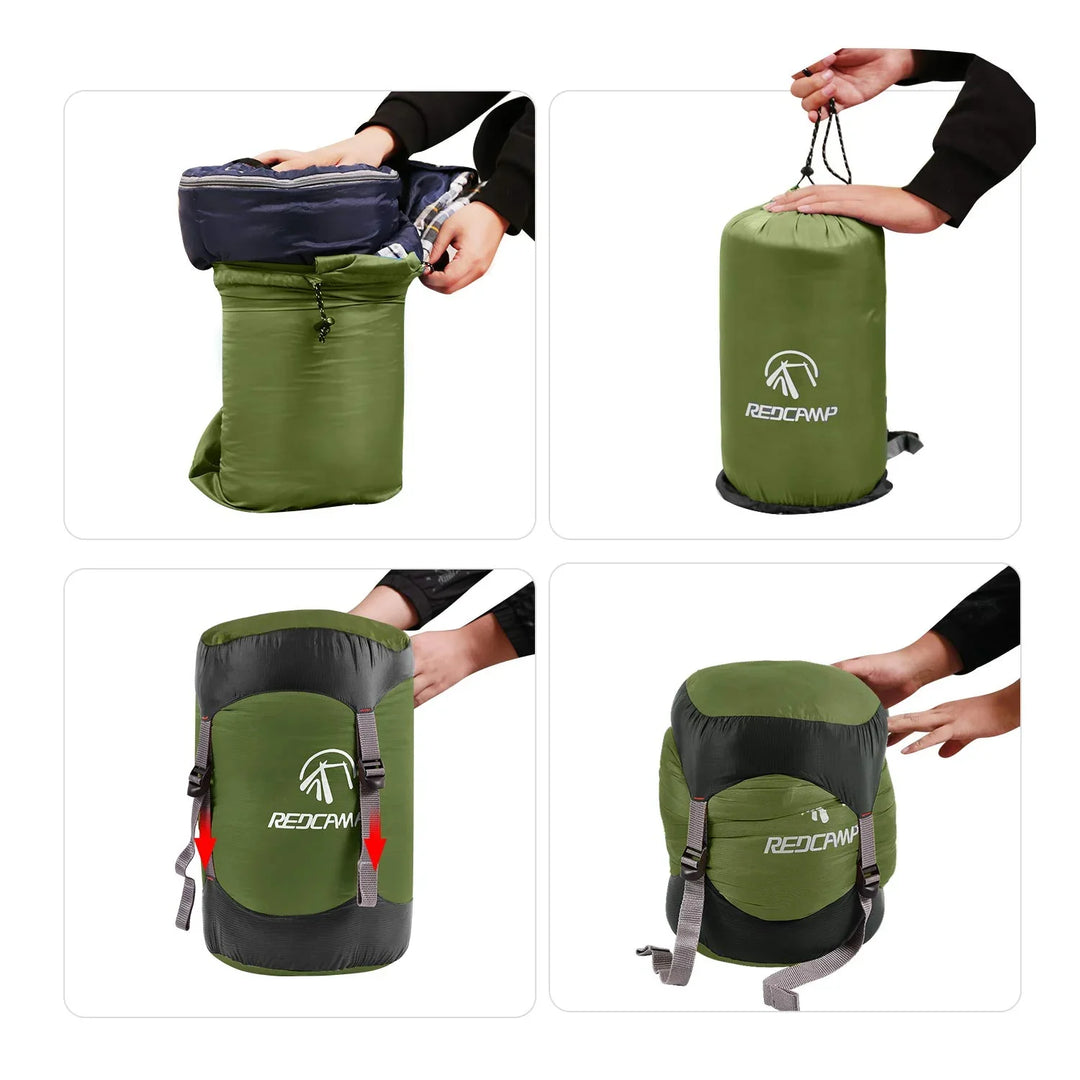 Nylon Compression Stuff Sack, 10L/17L/27L/40L Lightweight Sleeping Bag Compression Sack Great for Backpacking, Hiking and Camping,Blue/Yellow/Army Green