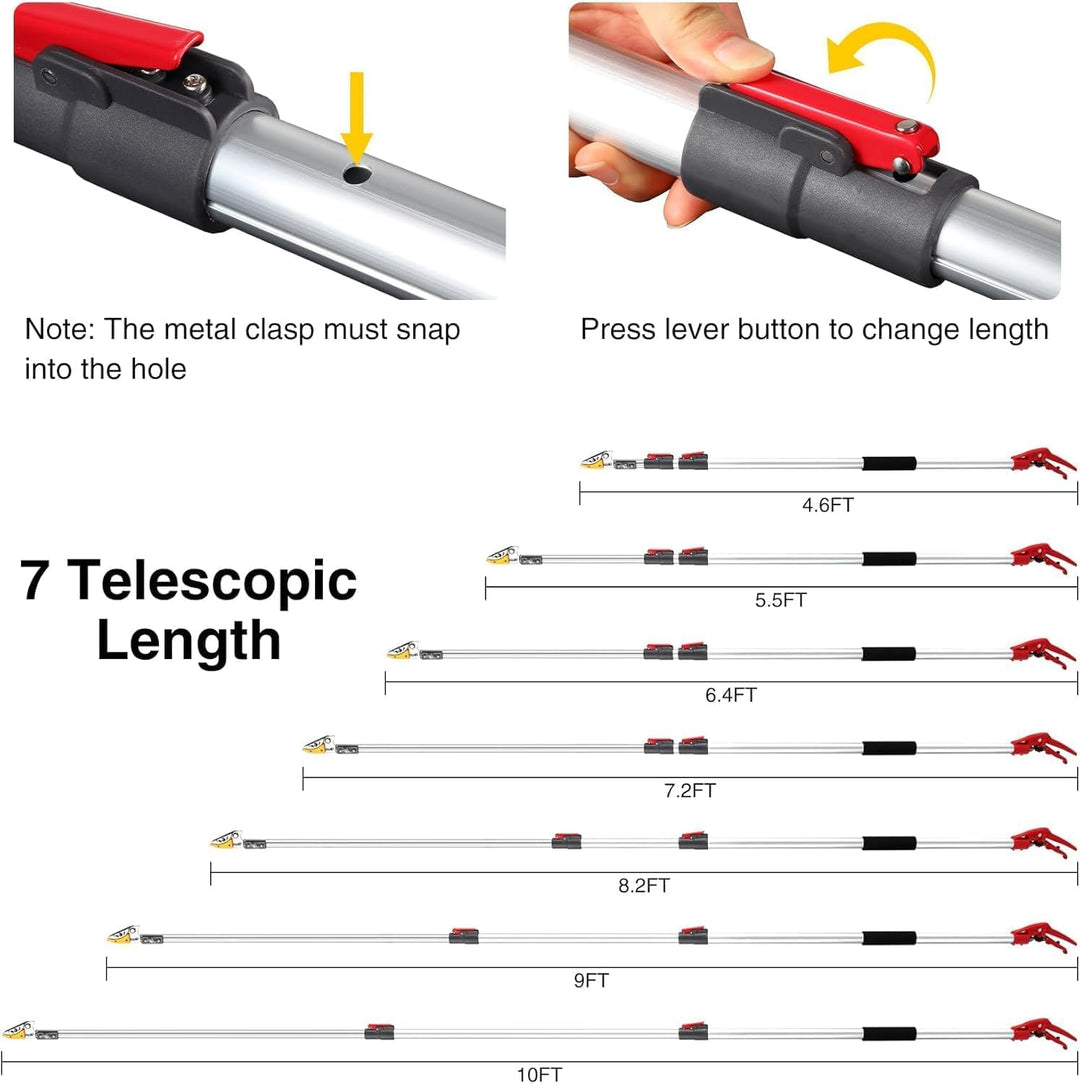 4.6-10ft Telescopic Tree Pruner with Cut & Hold Bypass Clippers