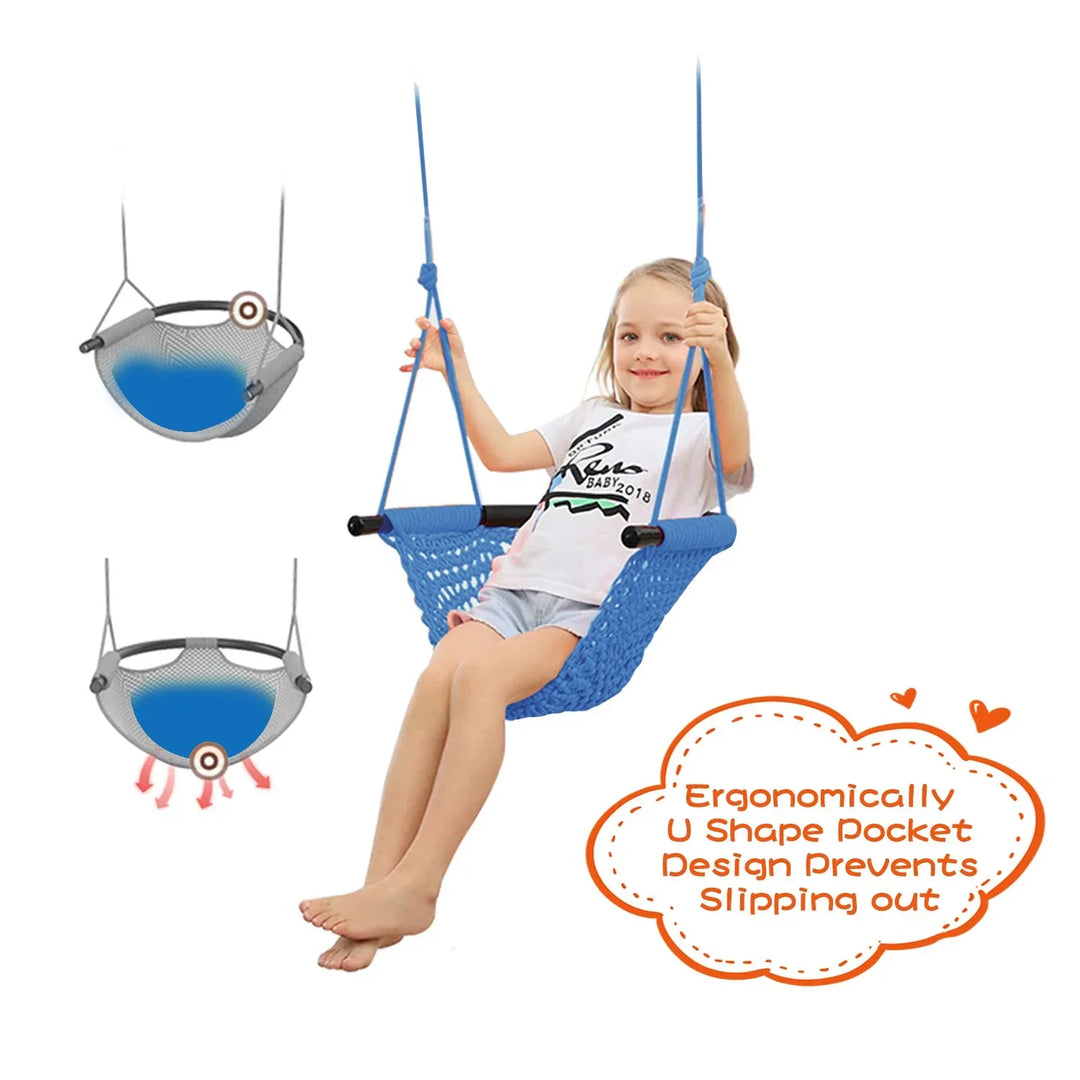 Toddler Swing, Swing Seat for Kids with Heavy Duty Adjustable Ropes, Hand-Knitting Secure Children Swing Set for Indoor Porch, Outdoor Playground, Backyard, Tree
