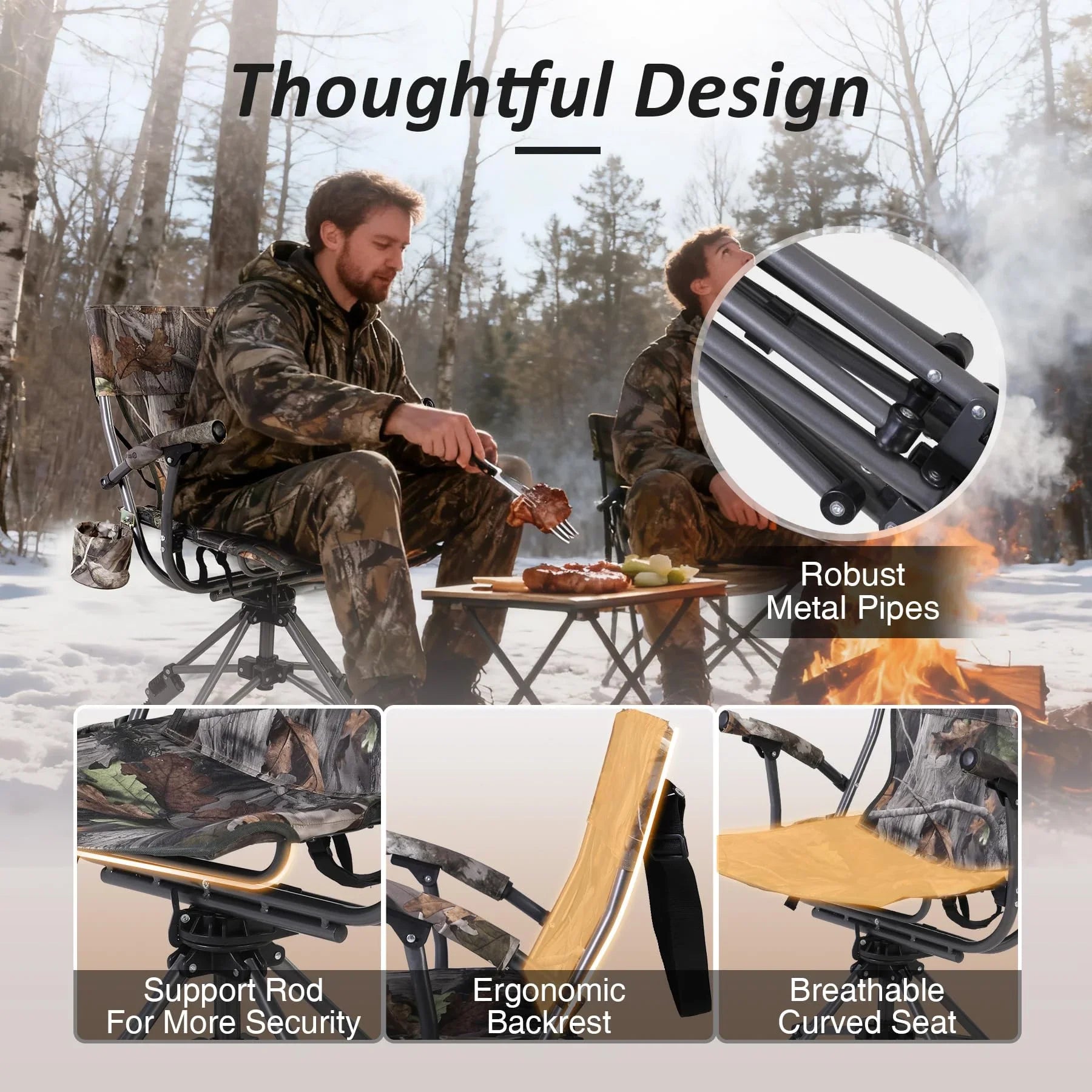 360° Swivel Hunting Chair with Adjustable Feet